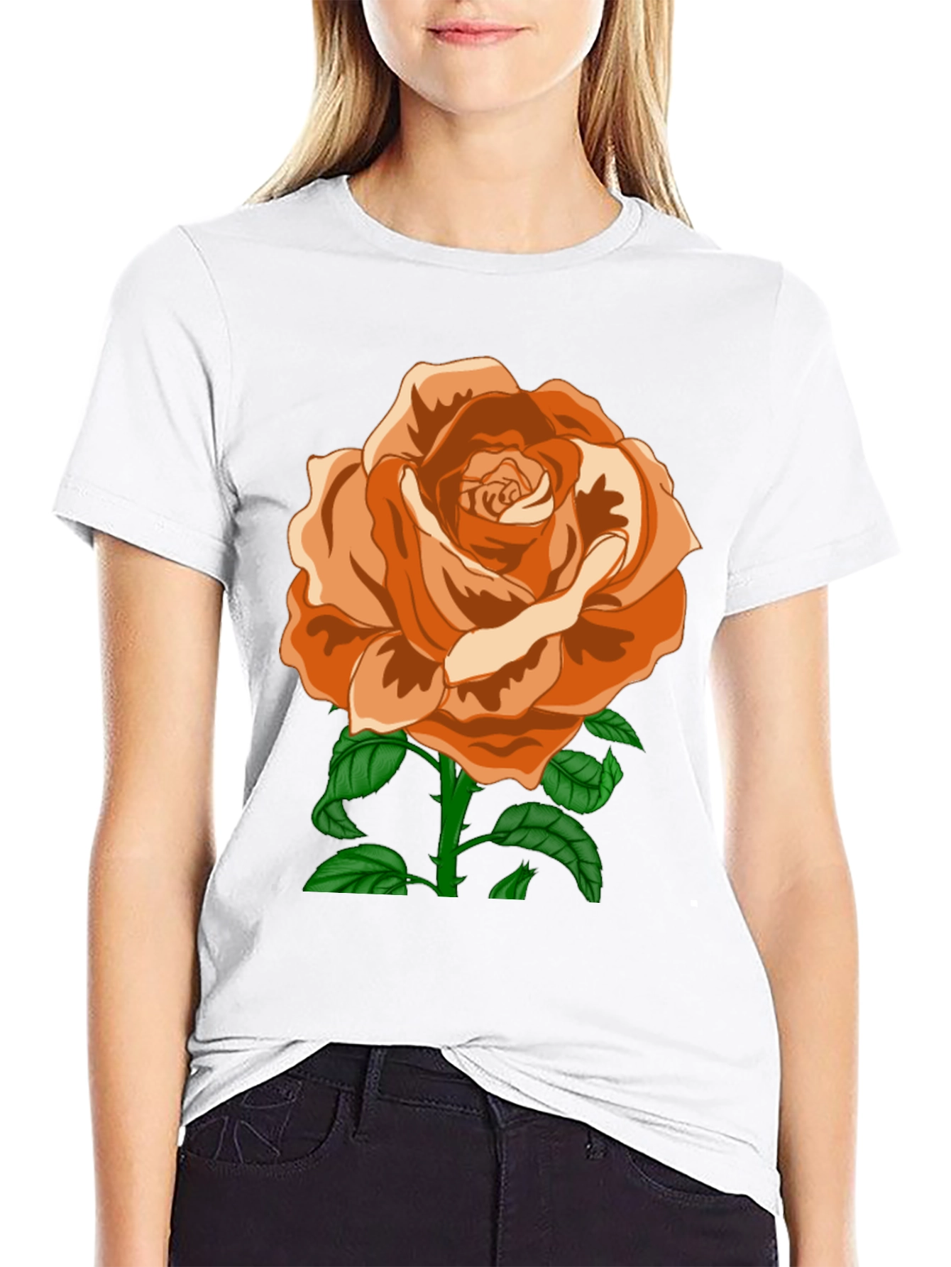 Rose Graphic Tee - Elegant Floral Design