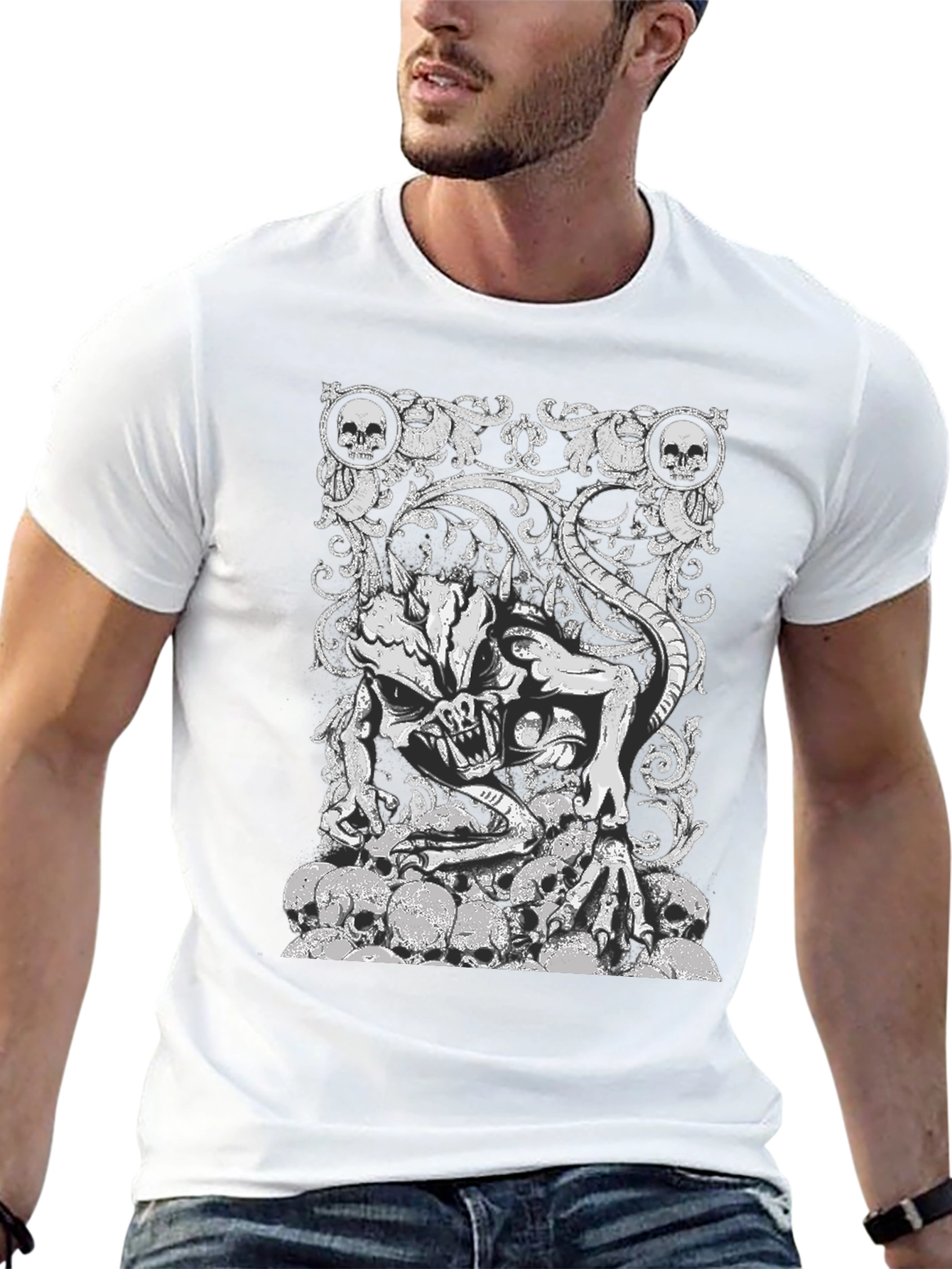 Skull Demon Graphic Black T-Shirt