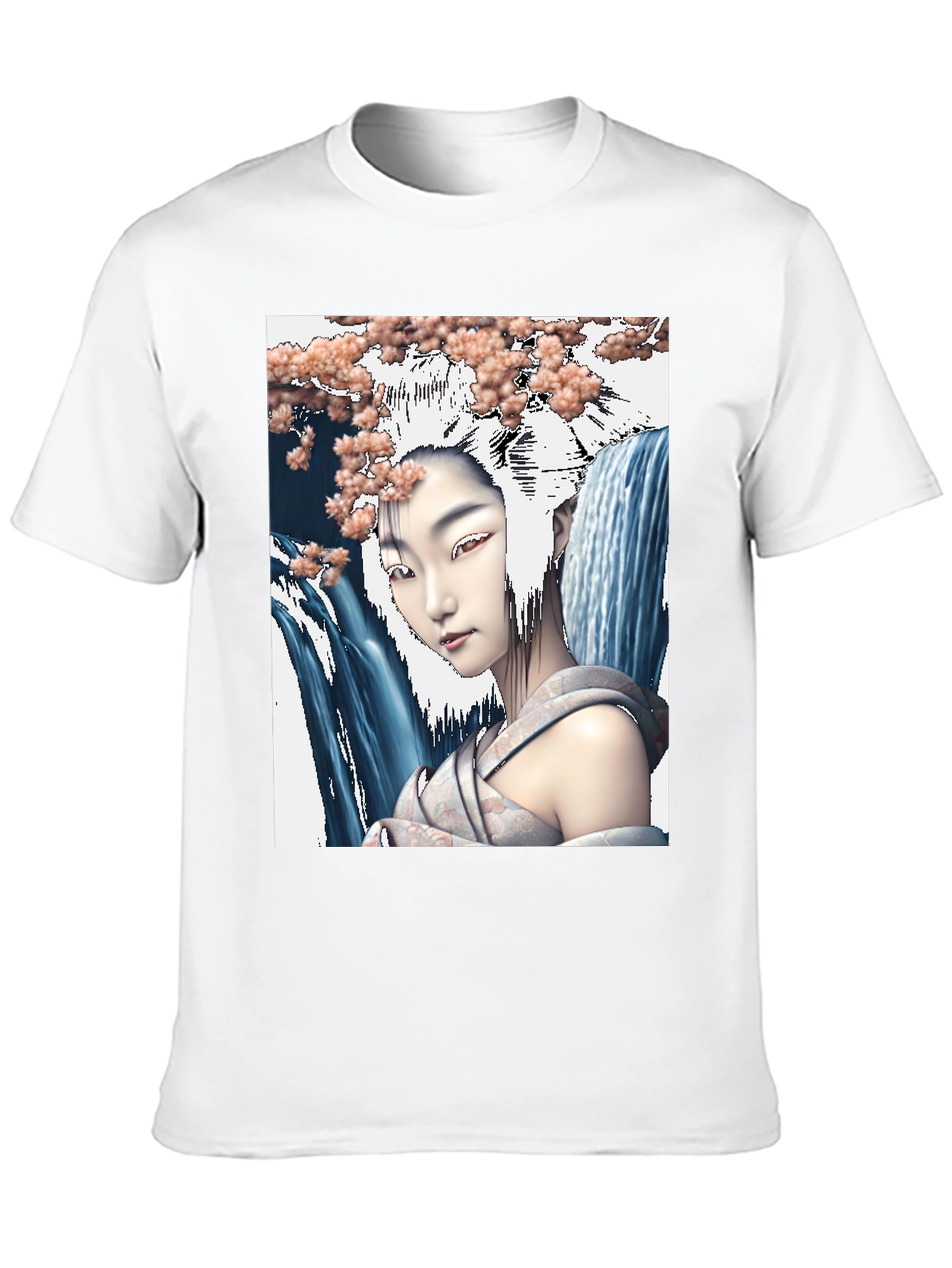 Geisha Waterfall Graphic Tee - Black