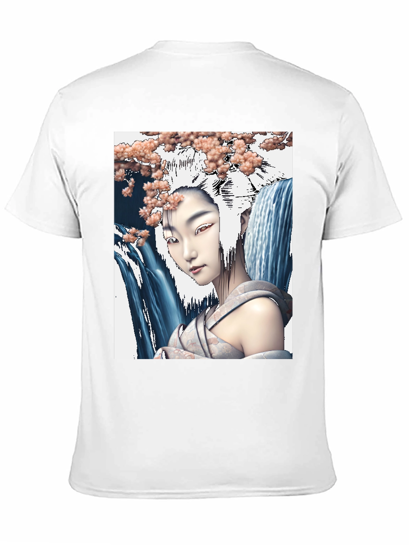 Geisha Waterfall Graphic Tee - Black