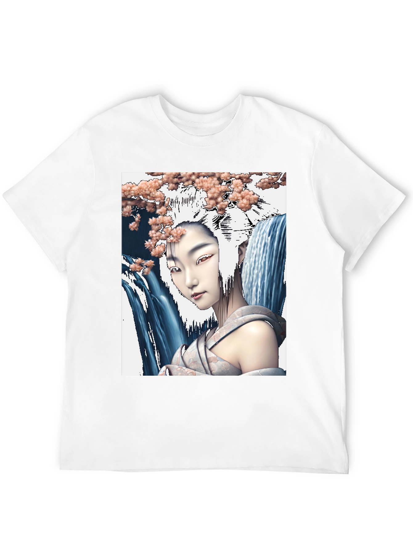 Geisha Waterfall Graphic Tee - Black