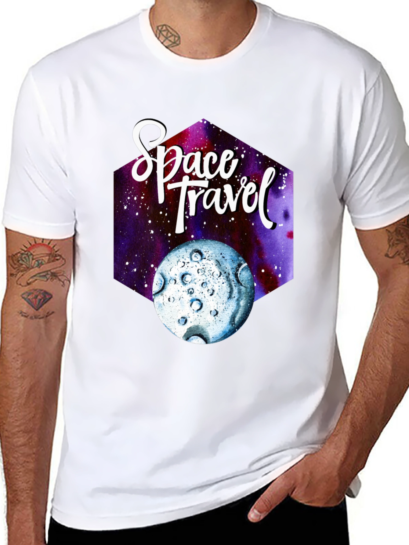 Space Travel Graphic T-Shirt - Black Cotton Tee