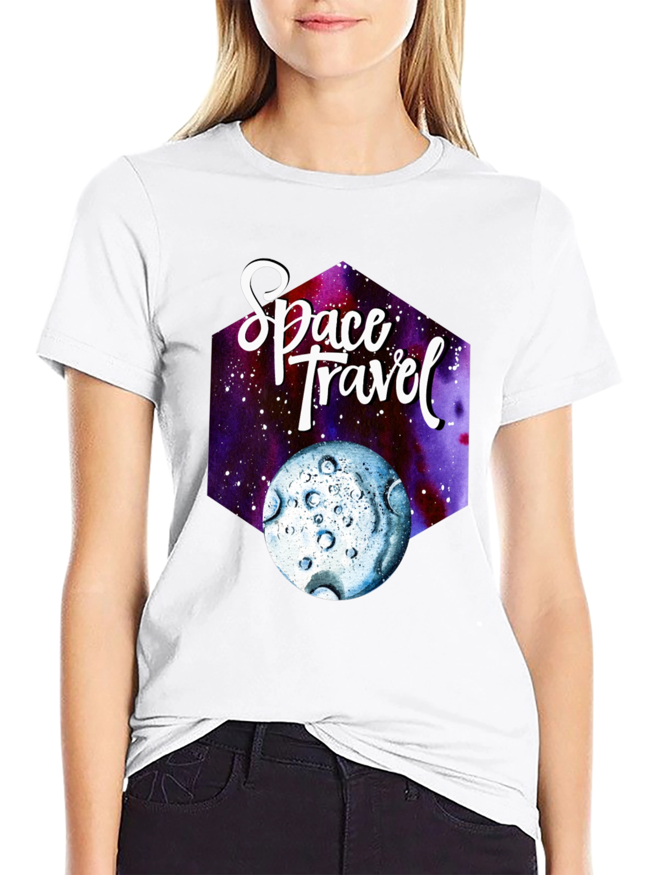Space Travel Graphic T-Shirt - Black Cotton Tee
