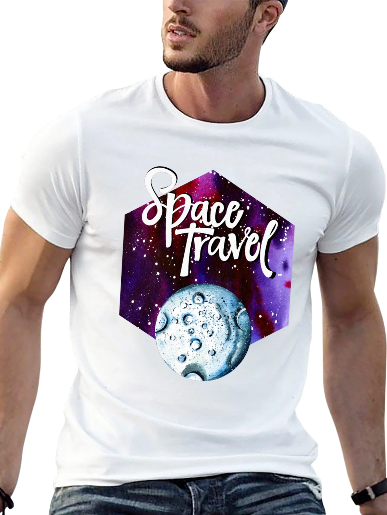 Space Travel Graphic T-Shirt - Black Cotton Tee