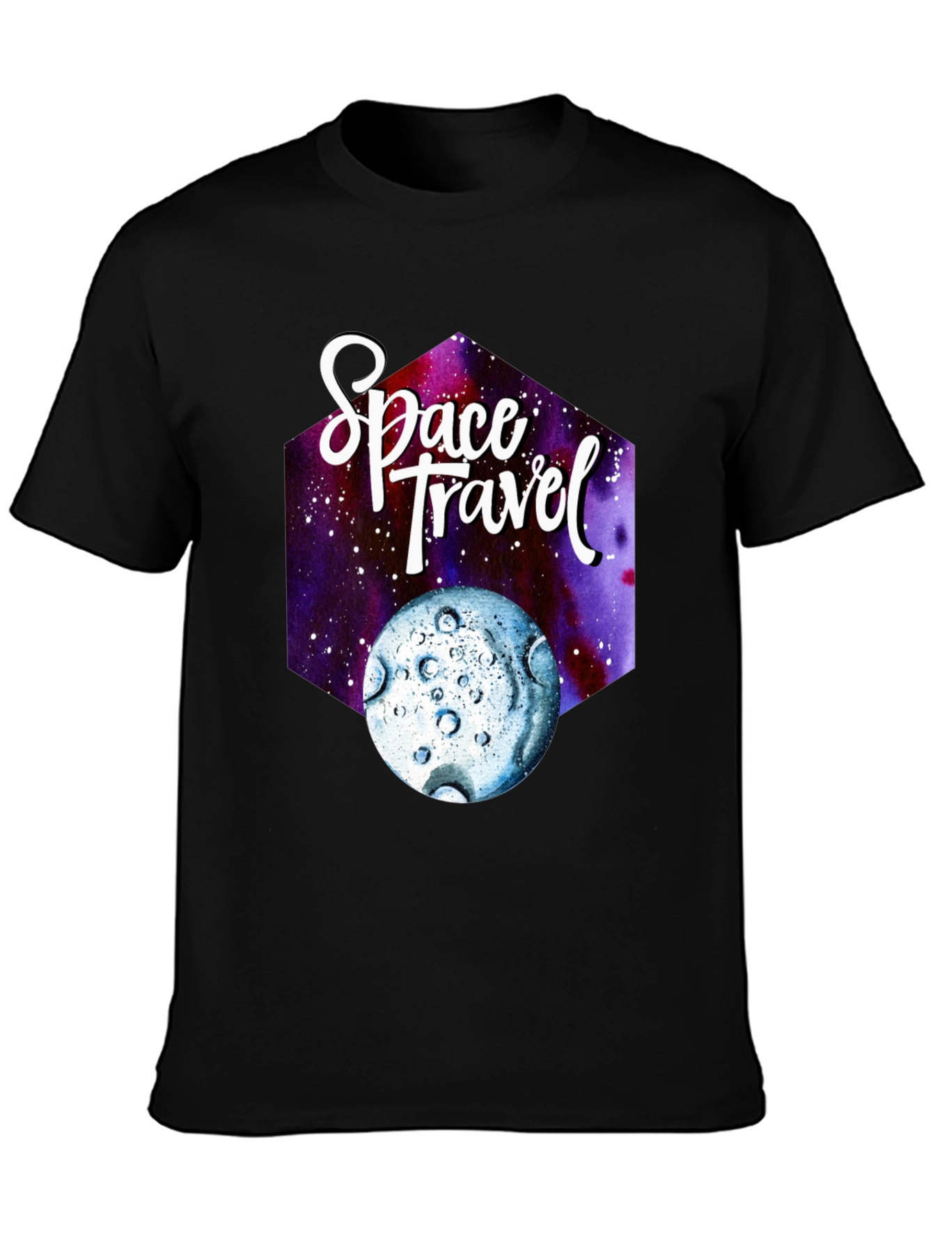 Space Travel Graphic T-Shirt - Black Cotton Tee