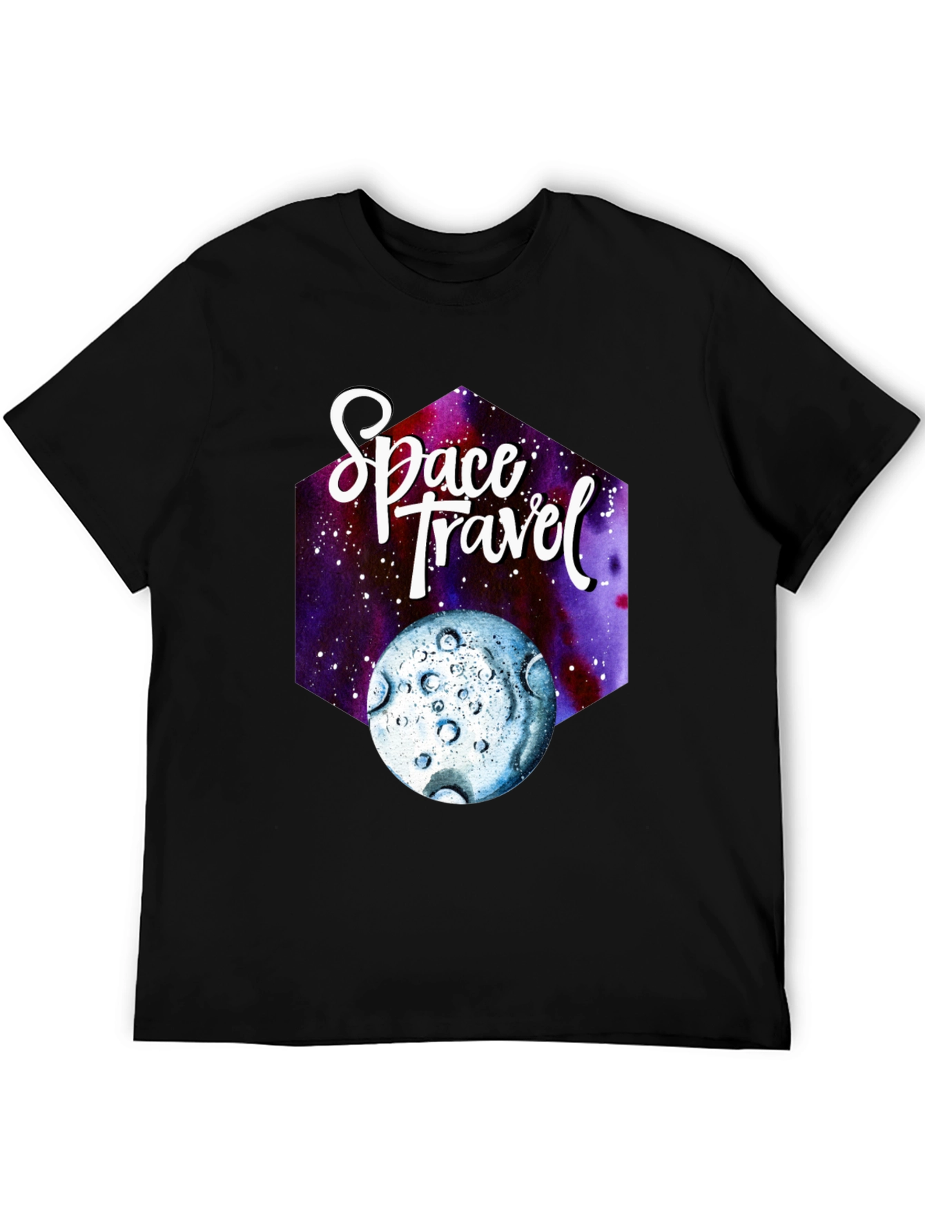 Space Travel Graphic T-Shirt - Black Cotton Tee