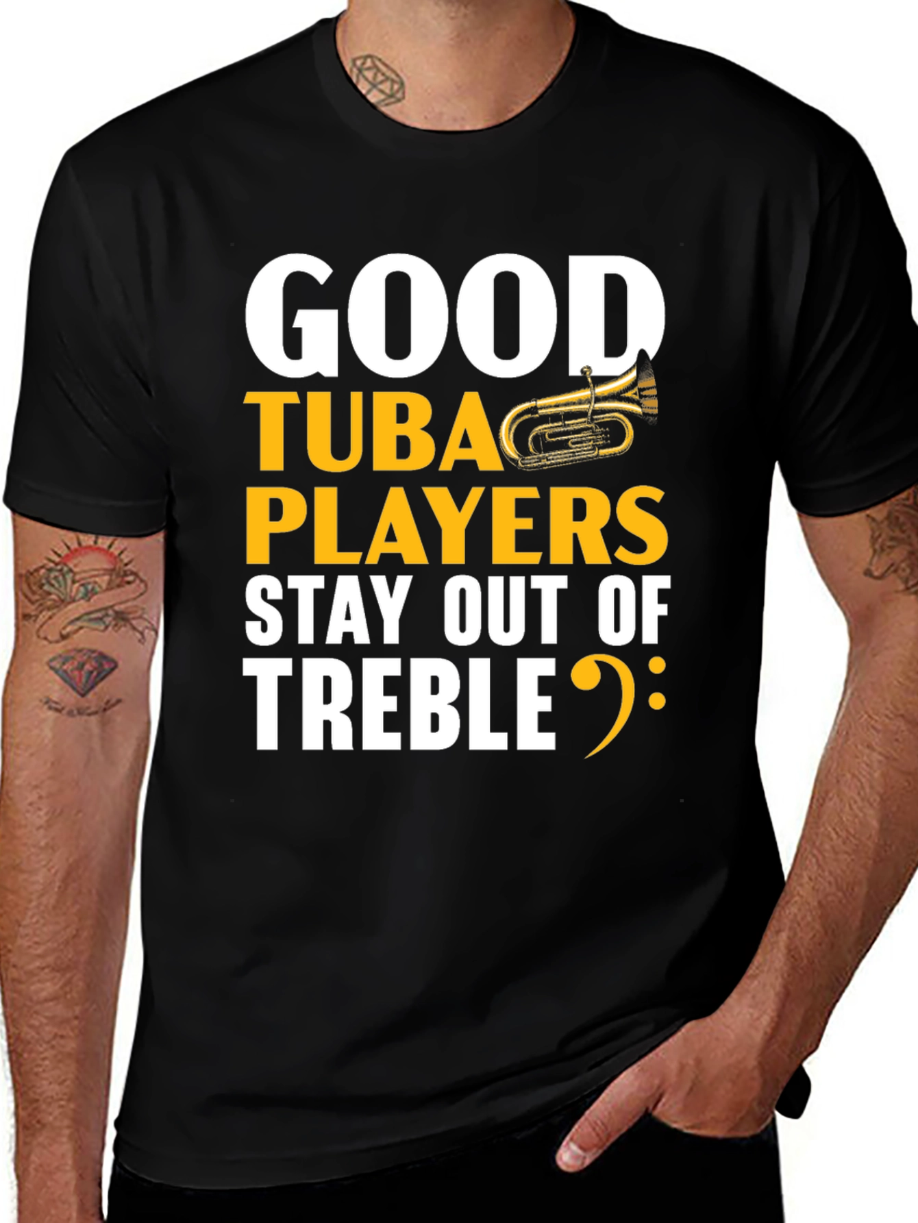 Good Tuba Players Stay Out of Treble Black T-Shirt