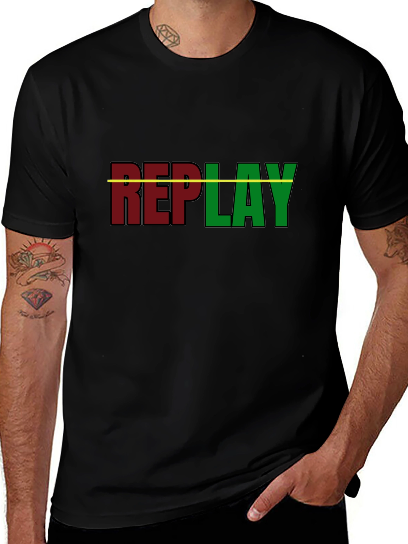 Replay Graphic T-Shirt - Black Cotton Tee