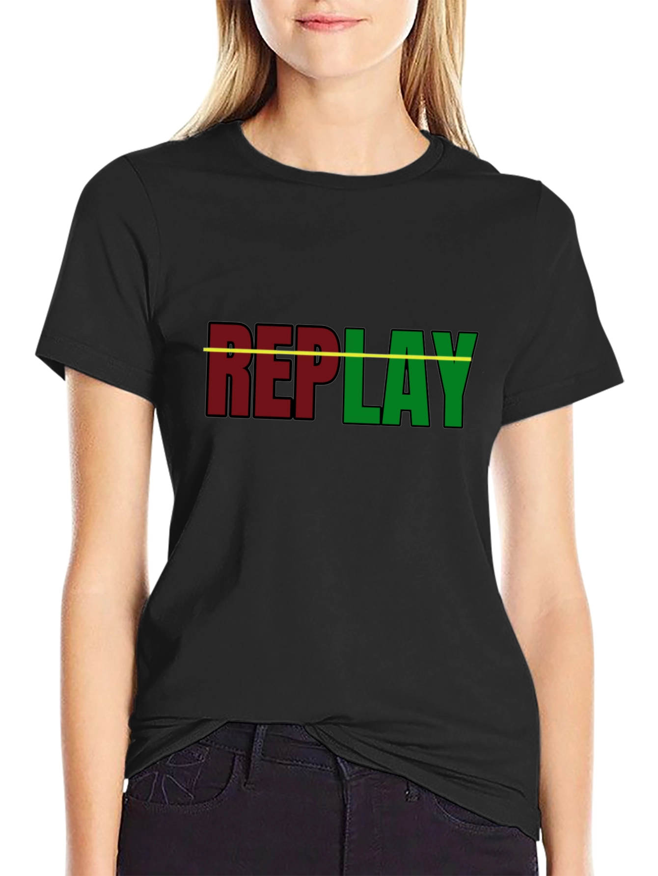 Replay Graphic T-Shirt - Black Cotton Tee