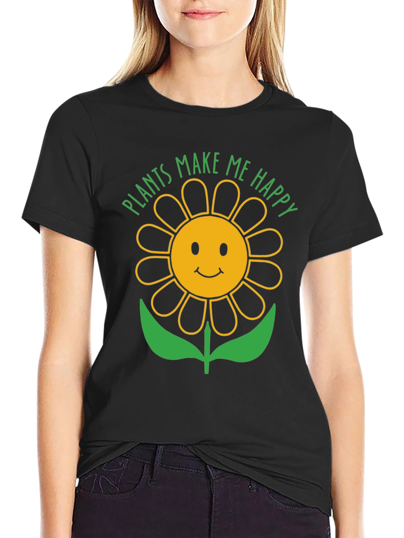 Plants Make Me Happy Sunflower Graphic T-Shirt