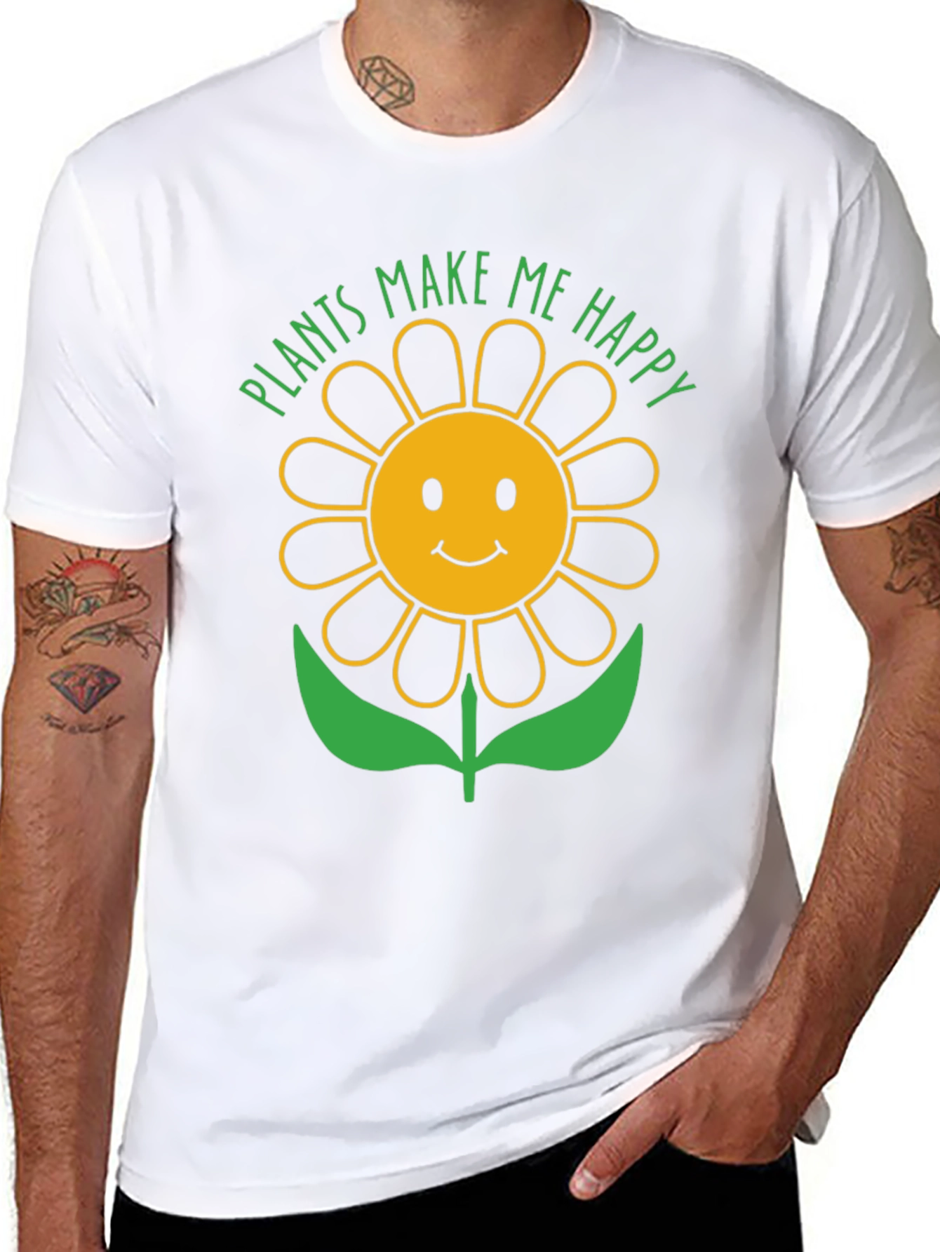 Plants Make Me Happy Sunflower Graphic T-Shirt