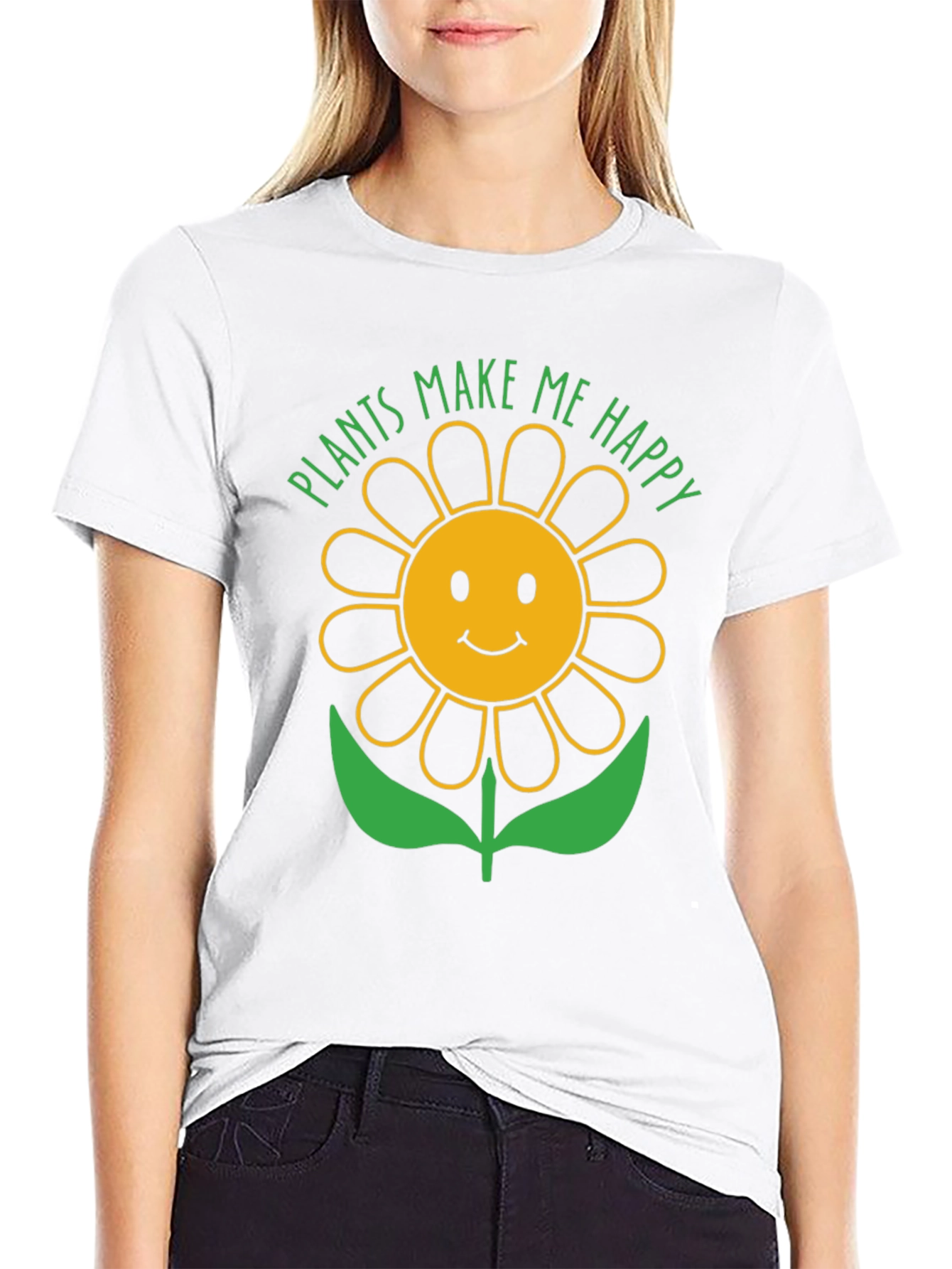 Plants Make Me Happy Sunflower Graphic T-Shirt