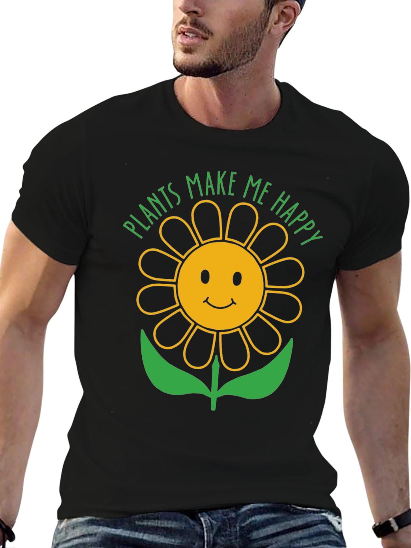 Plants Make Me Happy Sunflower Graphic T-Shirt
