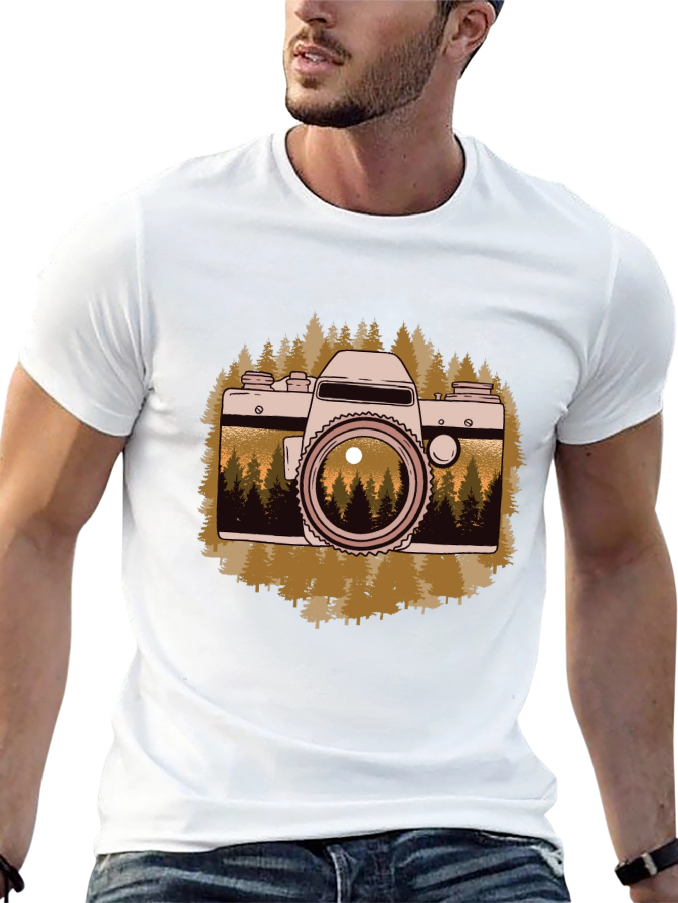 Retro Camera Forest Graphic T-Shirt