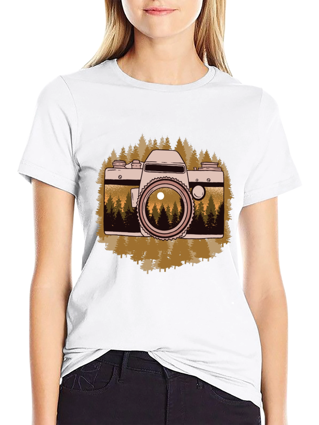 Retro Camera Forest Graphic T-Shirt