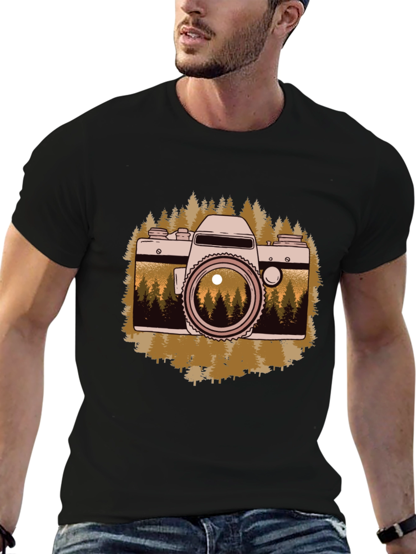 Retro Camera Forest Graphic T-Shirt