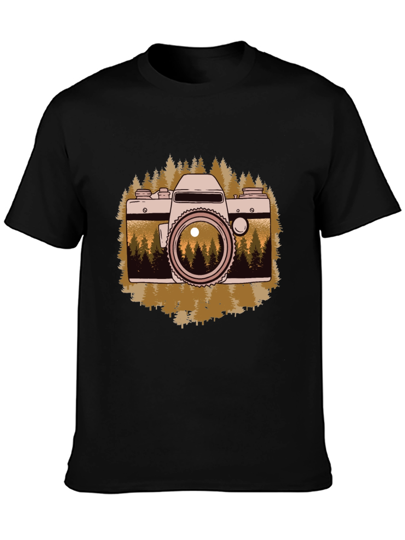Retro Camera Forest Graphic T-Shirt
