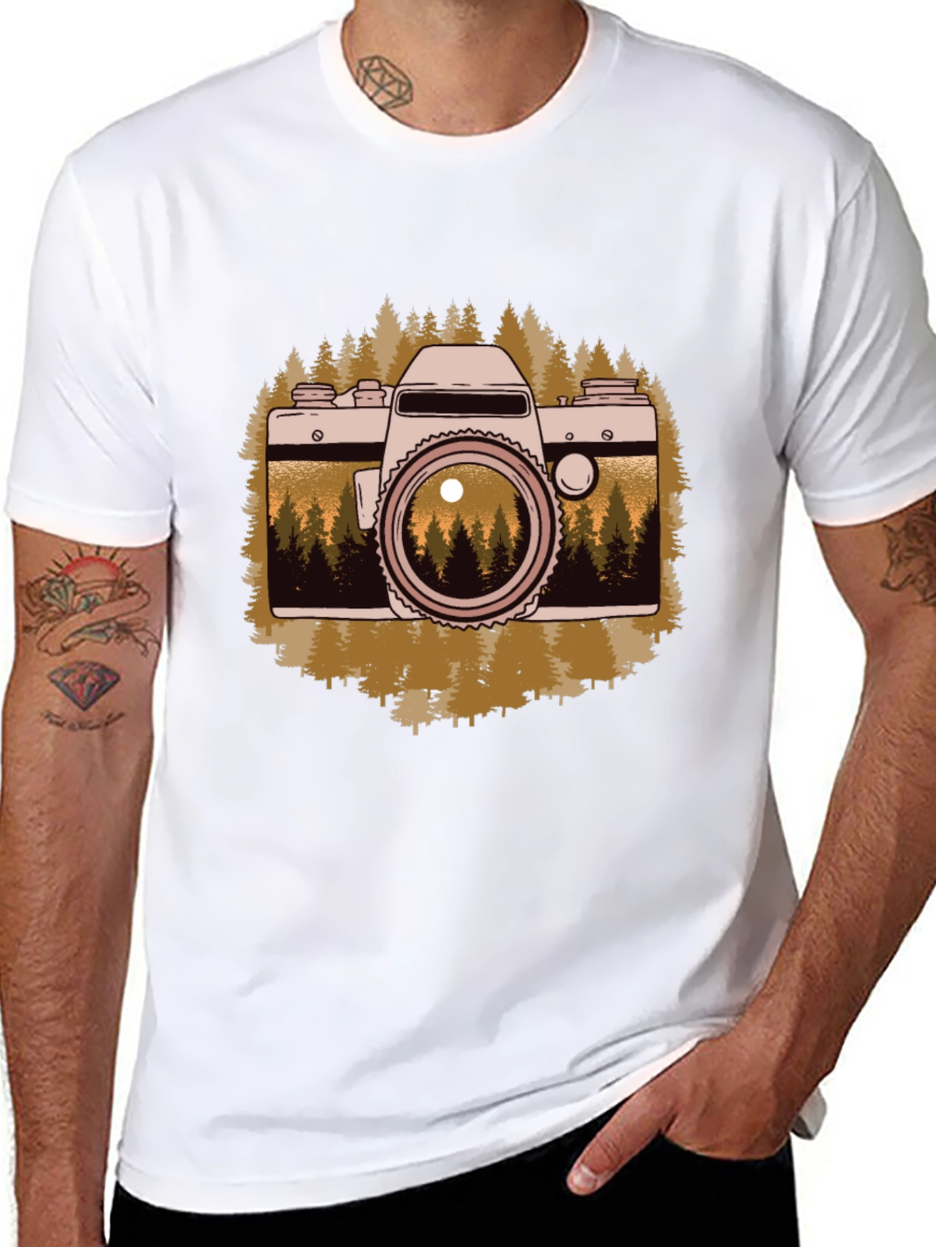 Retro Camera Forest Graphic T-Shirt