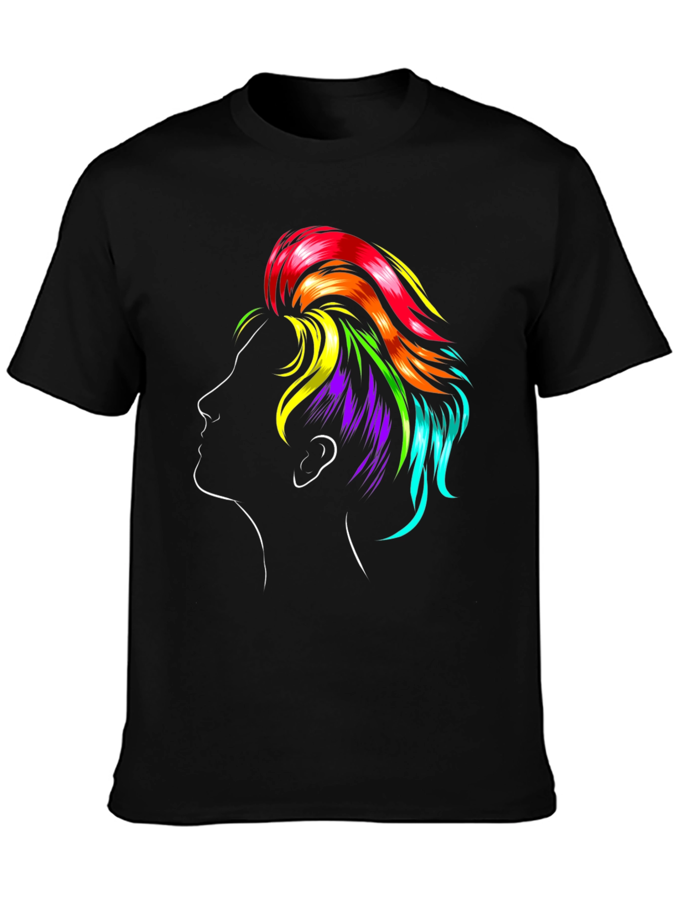 Rainbow Hair Graphic Black T-Shirt