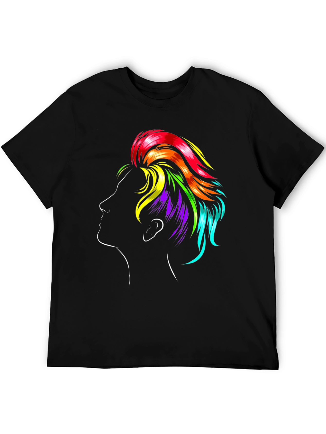 Rainbow Hair Graphic Black T-Shirt