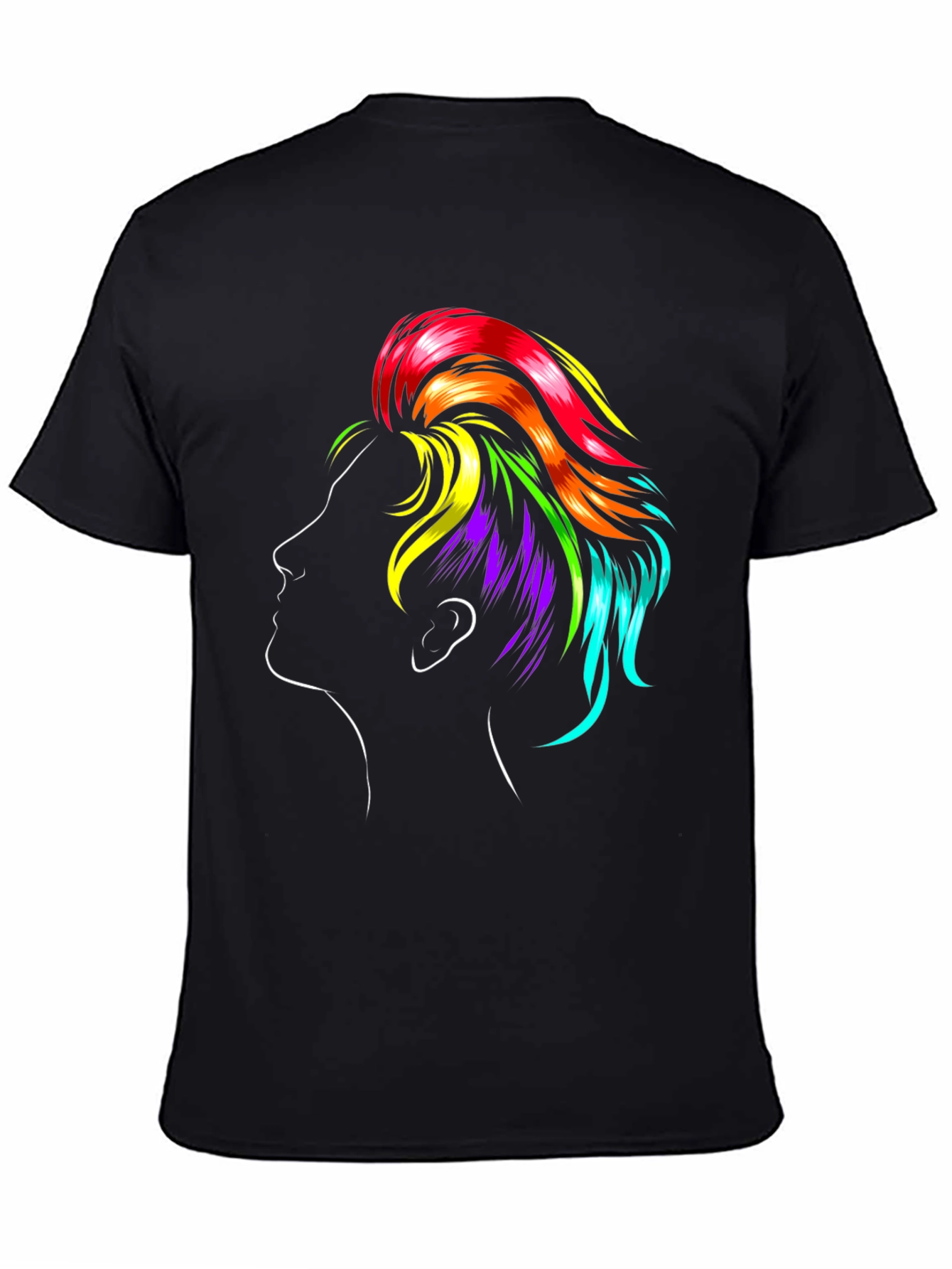 Rainbow Hair Graphic Black T-Shirt