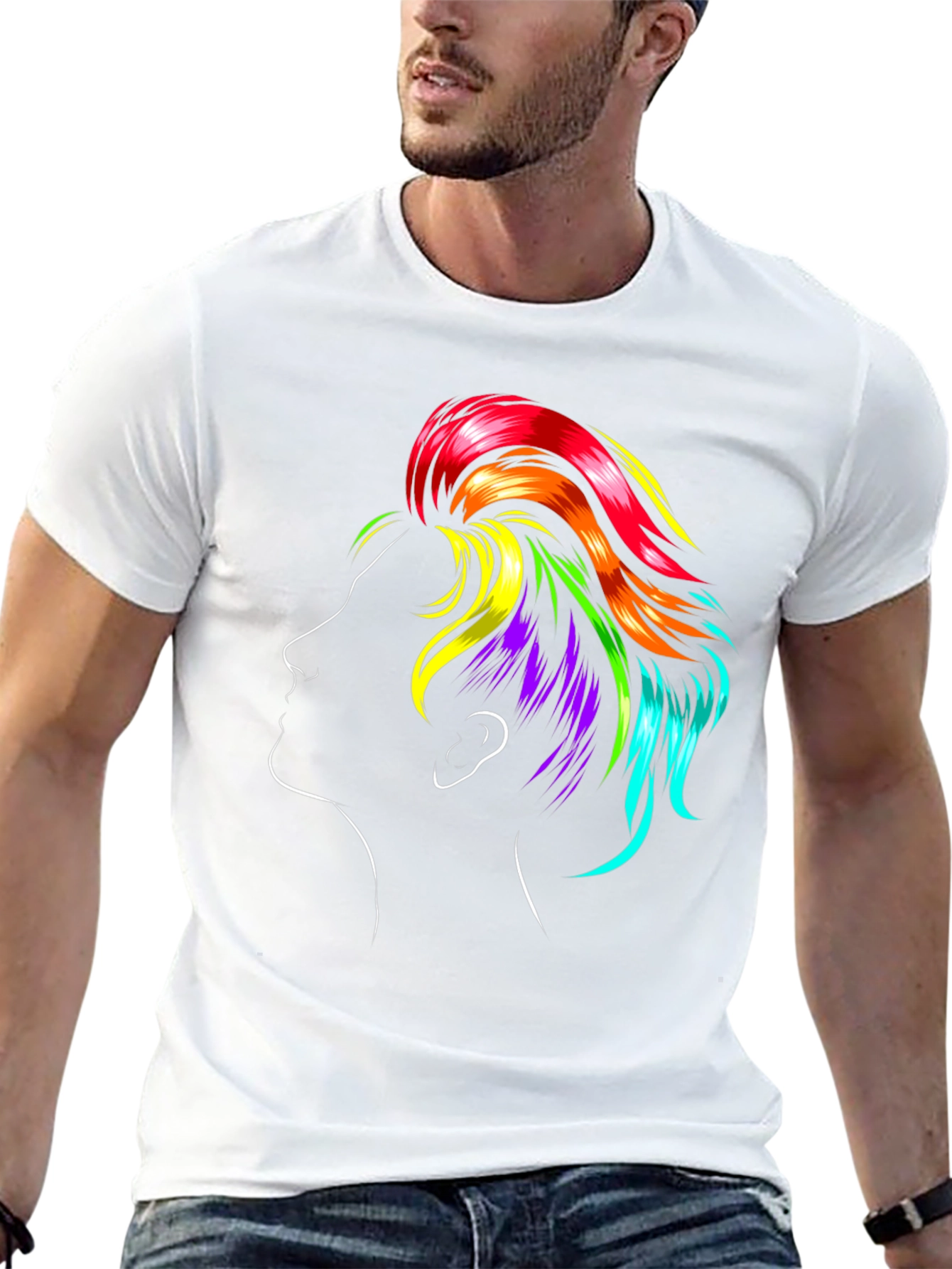 Rainbow Hair Graphic Black T-Shirt