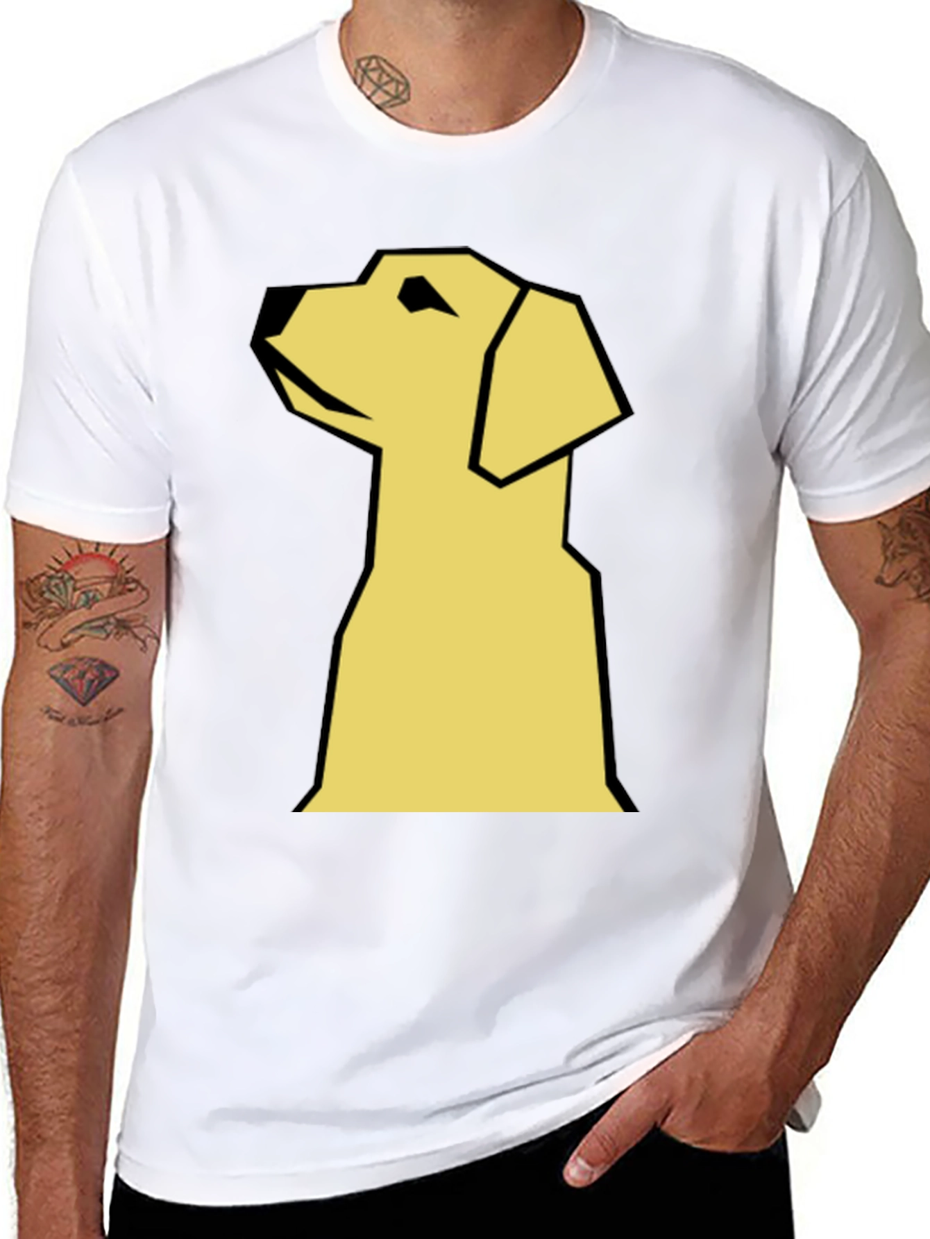 Geometric Dog Graphic T-Shirt - Modern Style