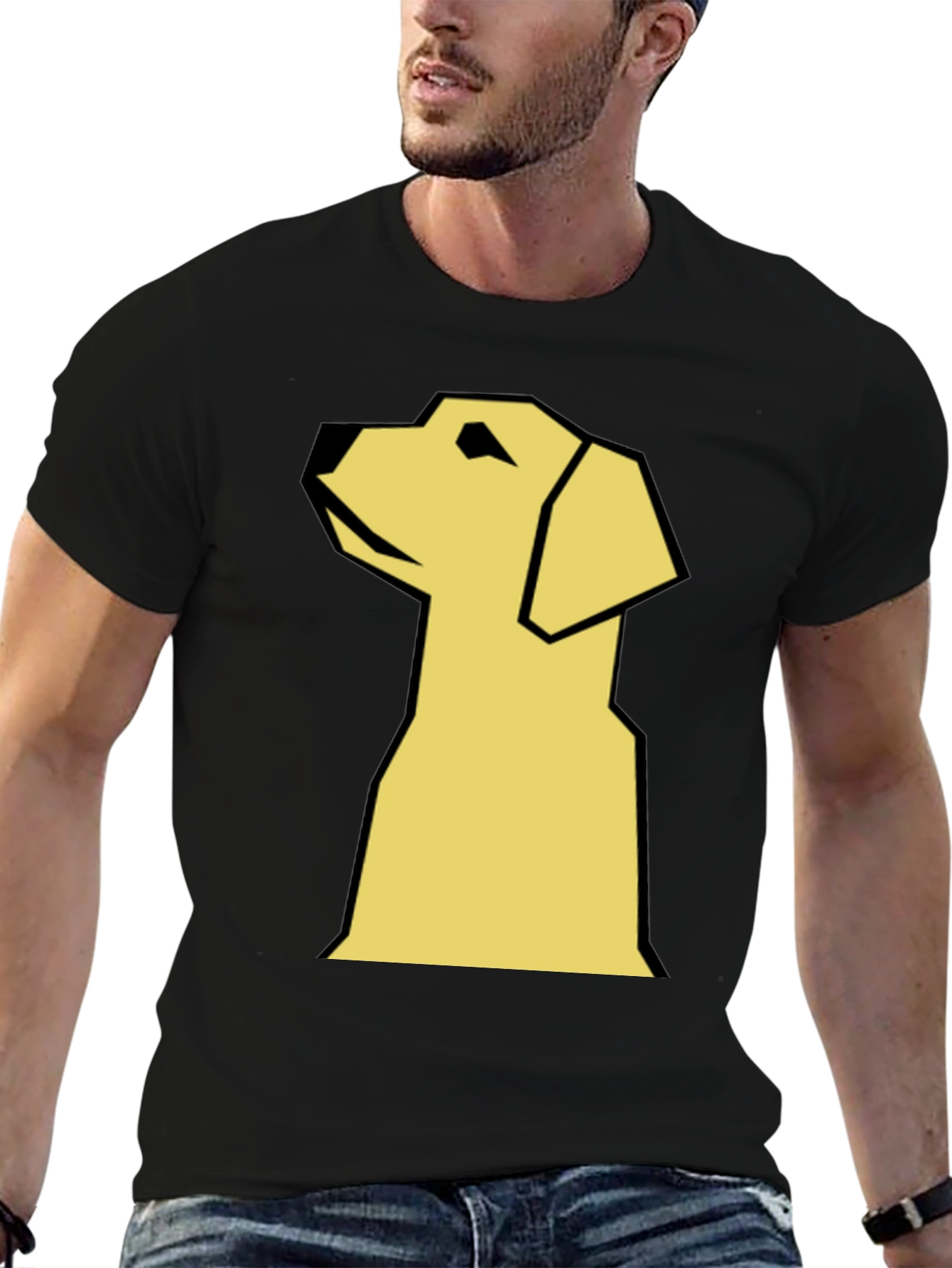 Geometric Dog Graphic T-Shirt - Modern Style