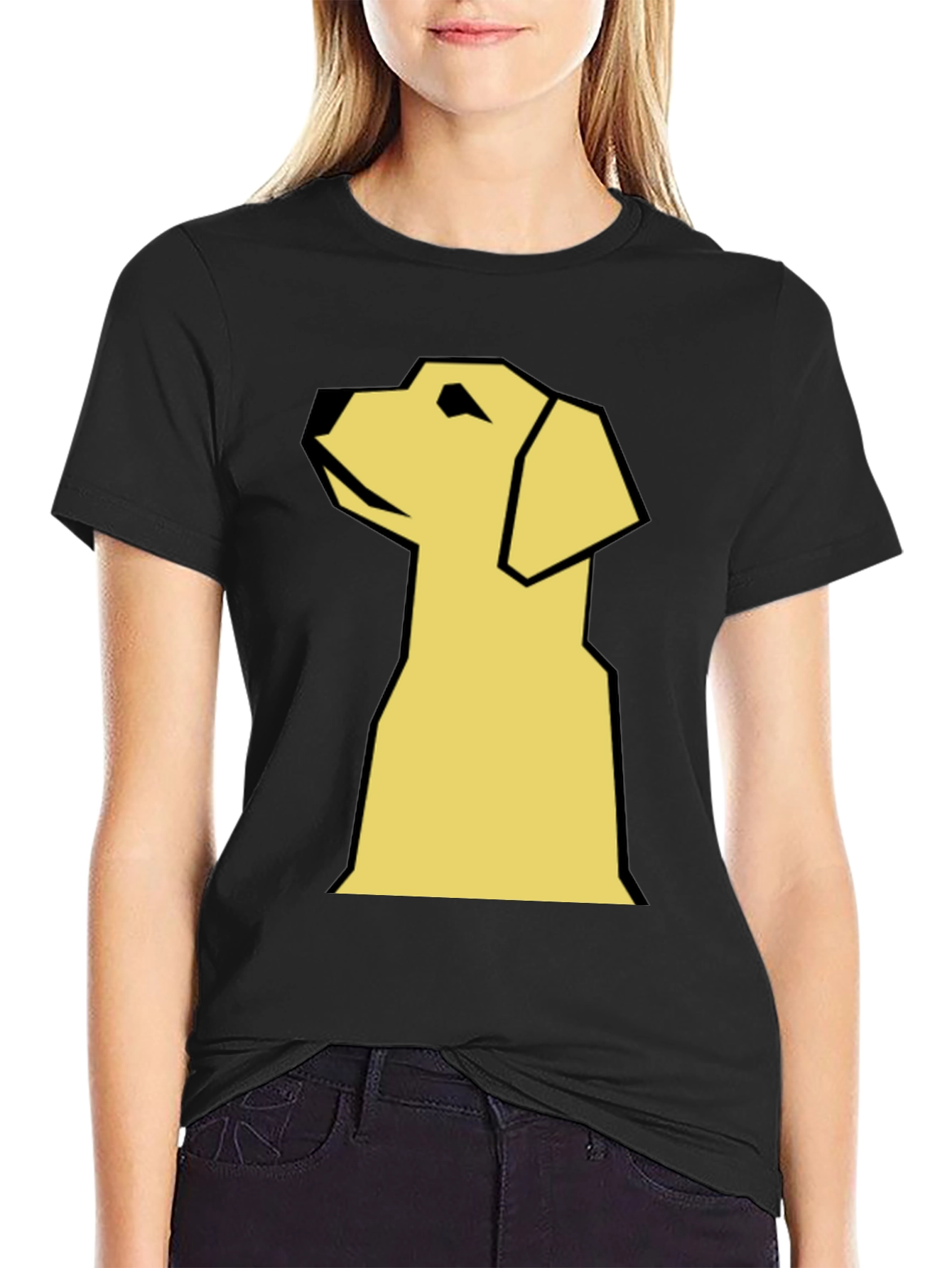 Geometric Dog Graphic T-Shirt - Modern Style