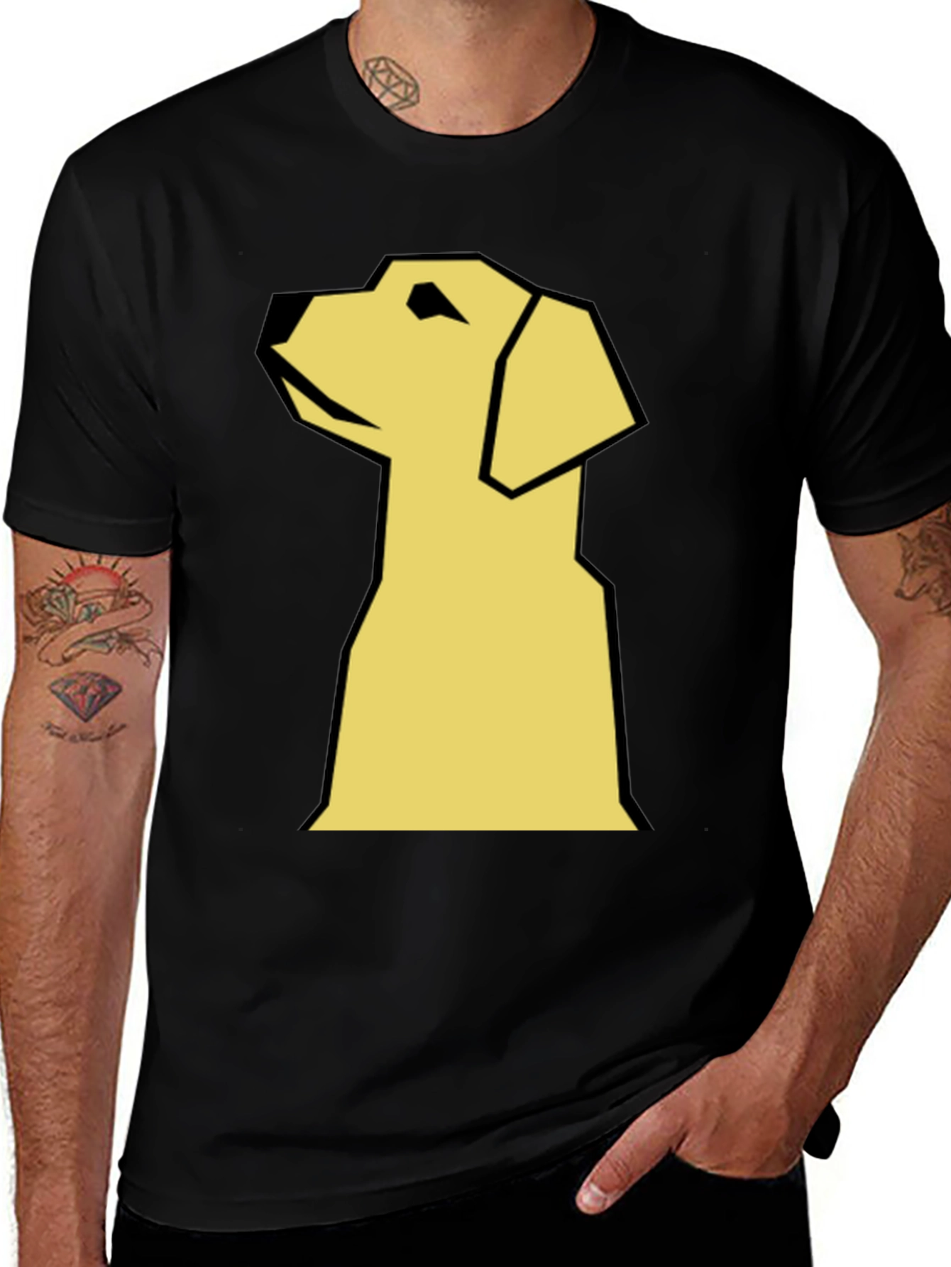 Geometric Dog Graphic T-Shirt - Modern Style