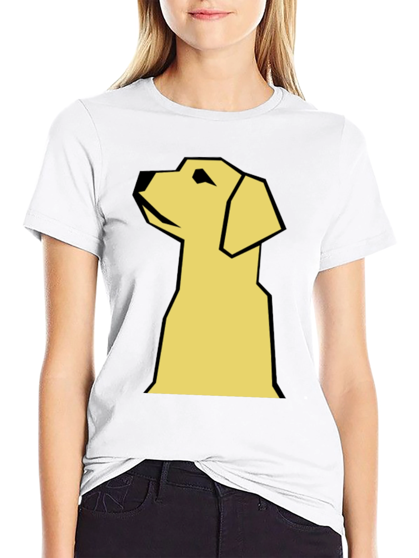 Geometric Dog Graphic T-Shirt - Modern Style