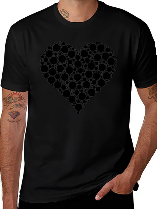 Heart Design Black Cotton T-Shirt