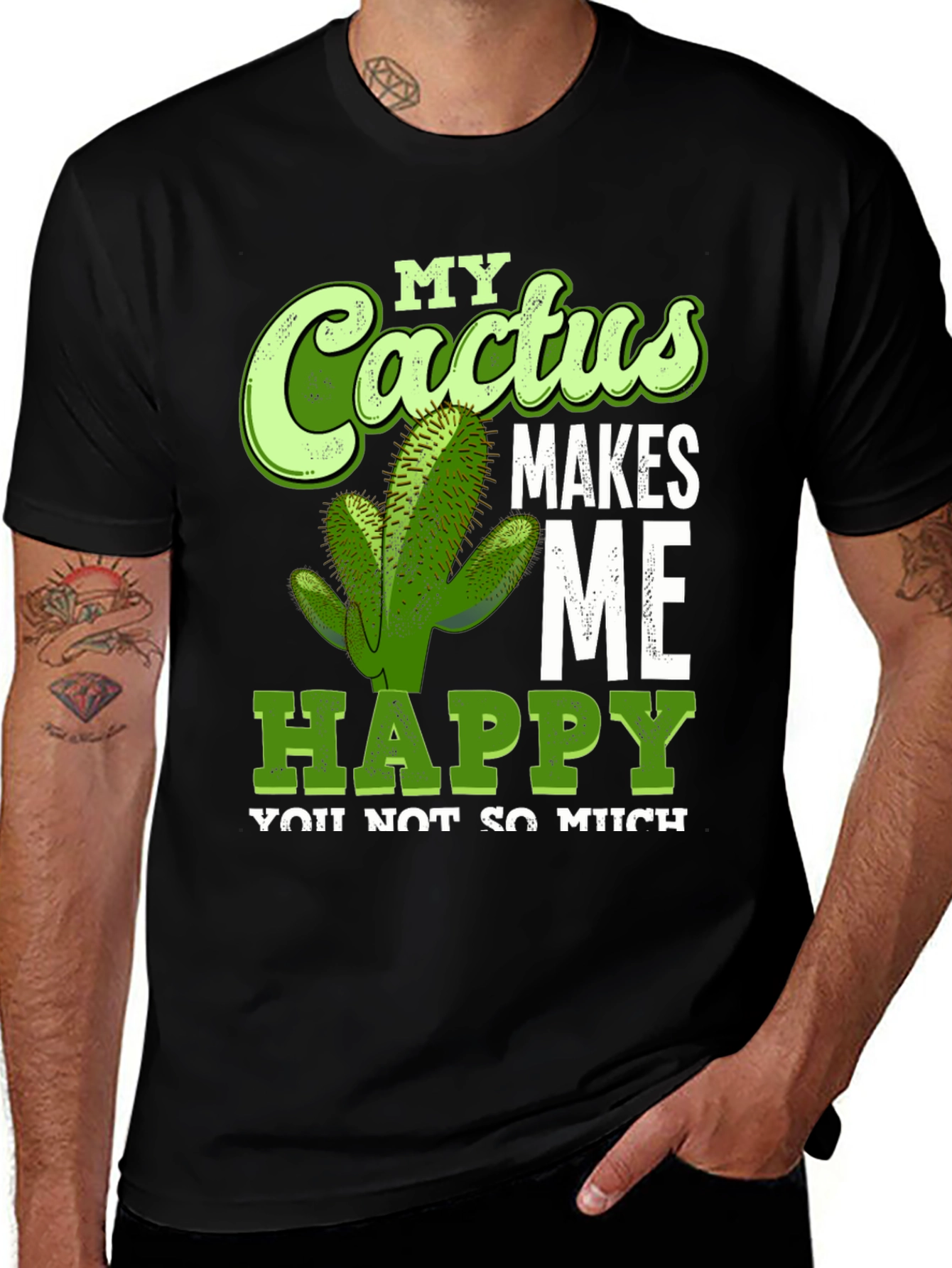 Cactus Makes Me Happy T-Shirt Funny Graphic Tee