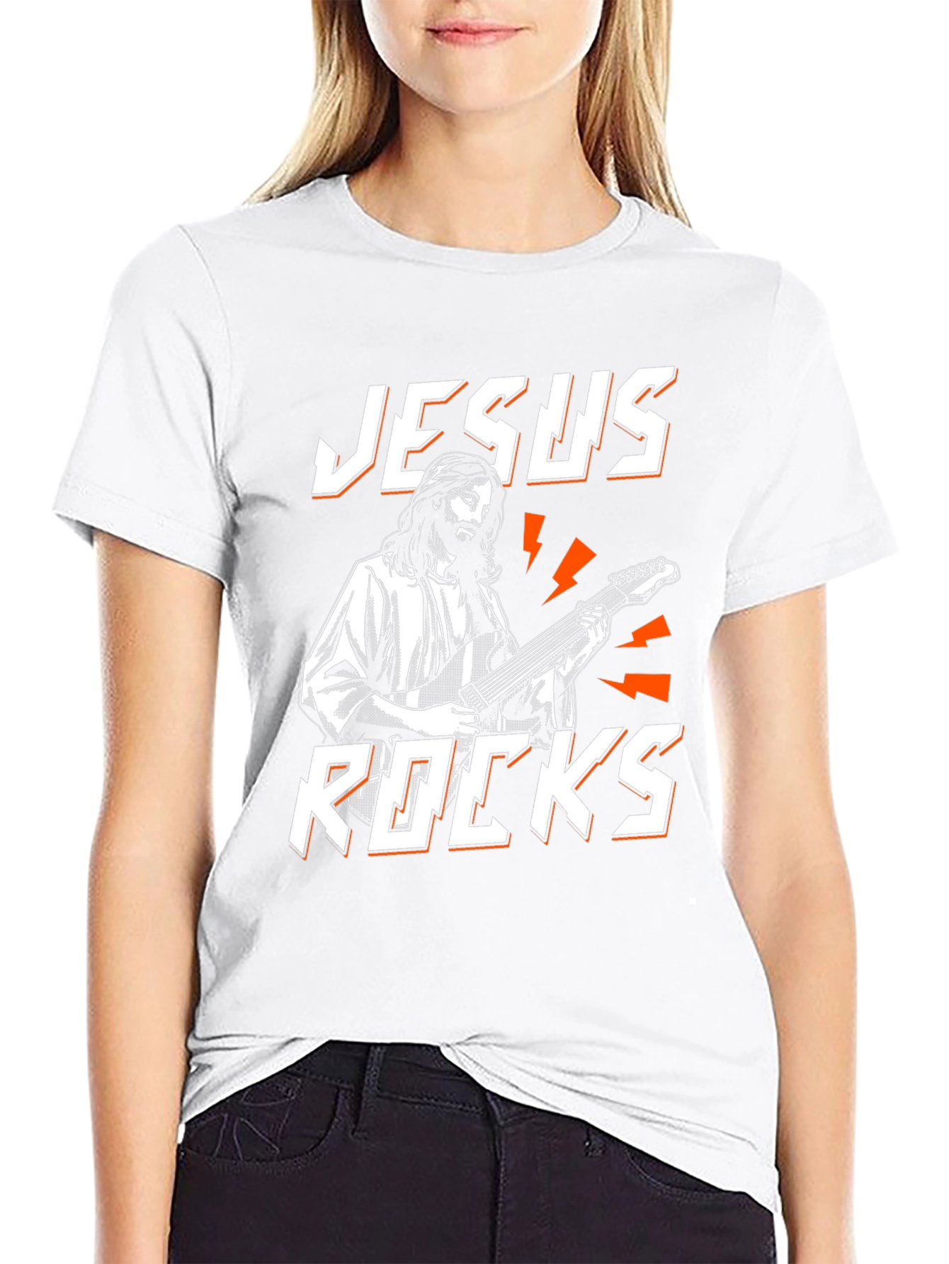 Jesus Rocks Graphic Black T-Shirt