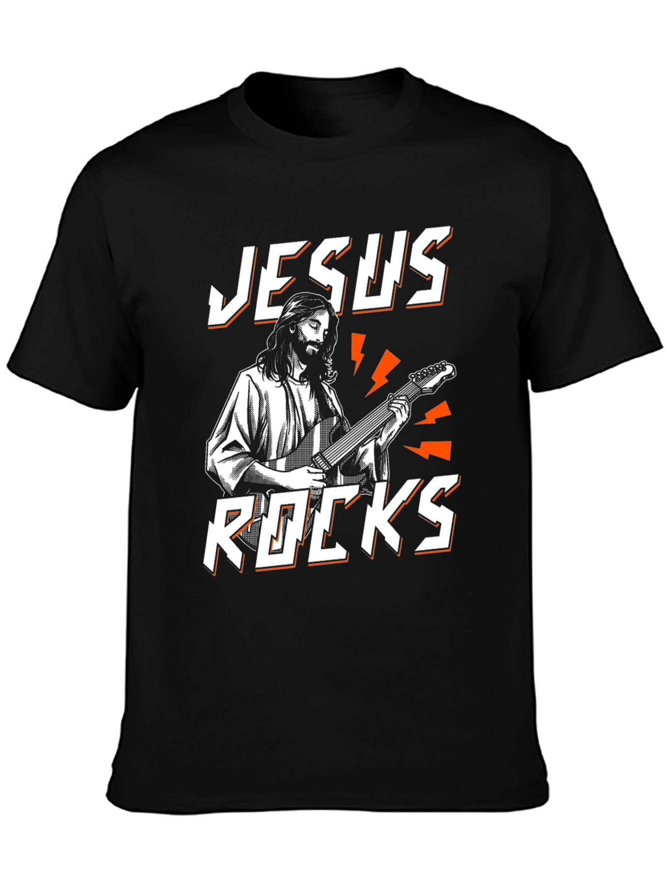 Jesus Rocks Graphic Black T-Shirt