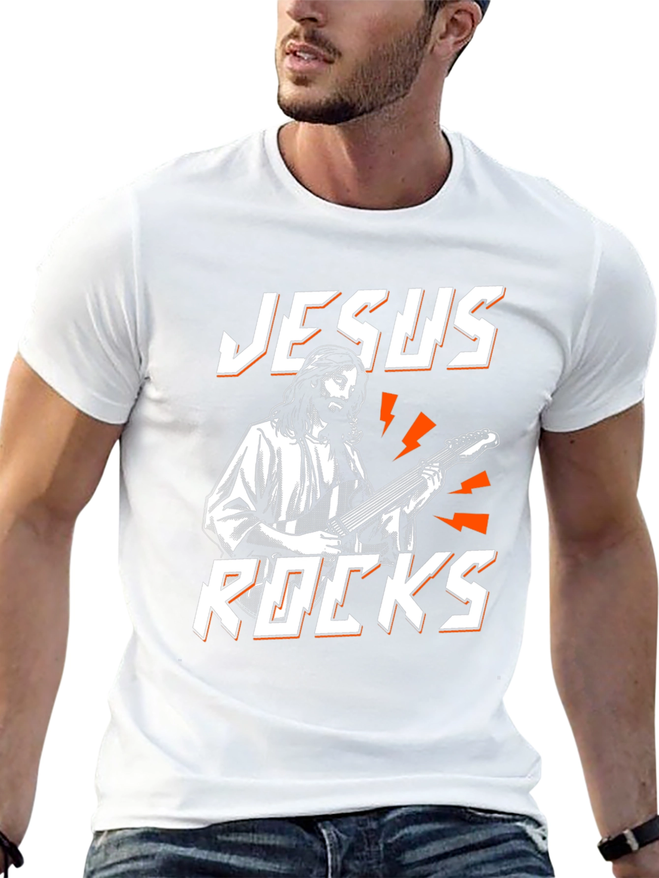 Jesus Rocks Graphic Black T-Shirt