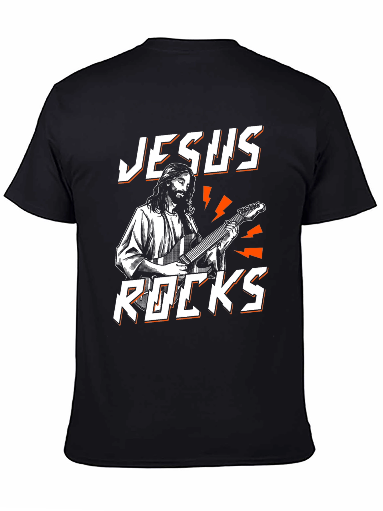 Jesus Rocks Graphic Black T-Shirt