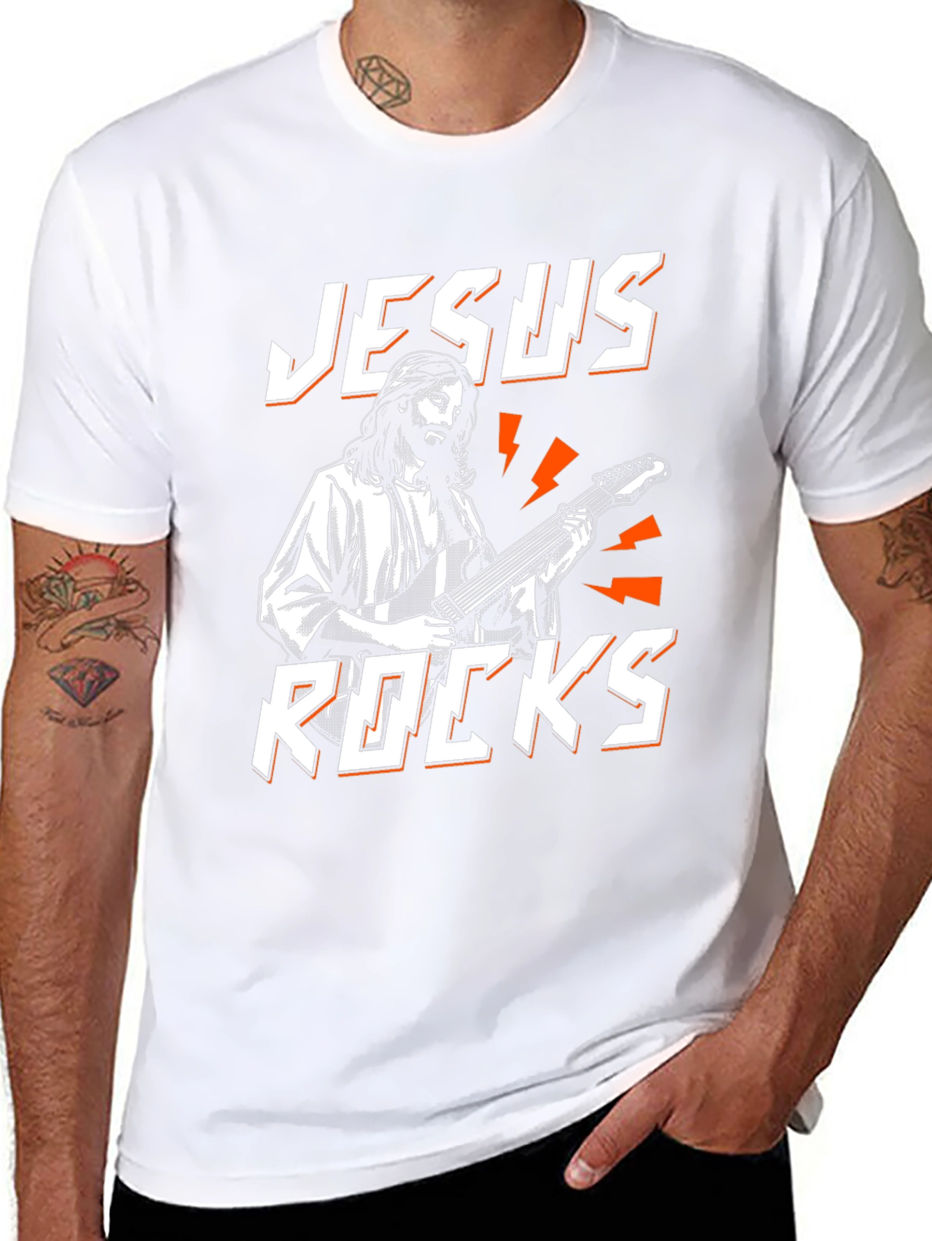 Jesus Rocks Graphic Black T-Shirt