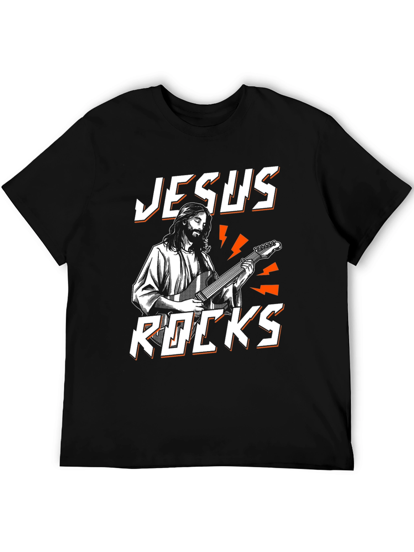 Jesus Rocks Graphic Black T-Shirt