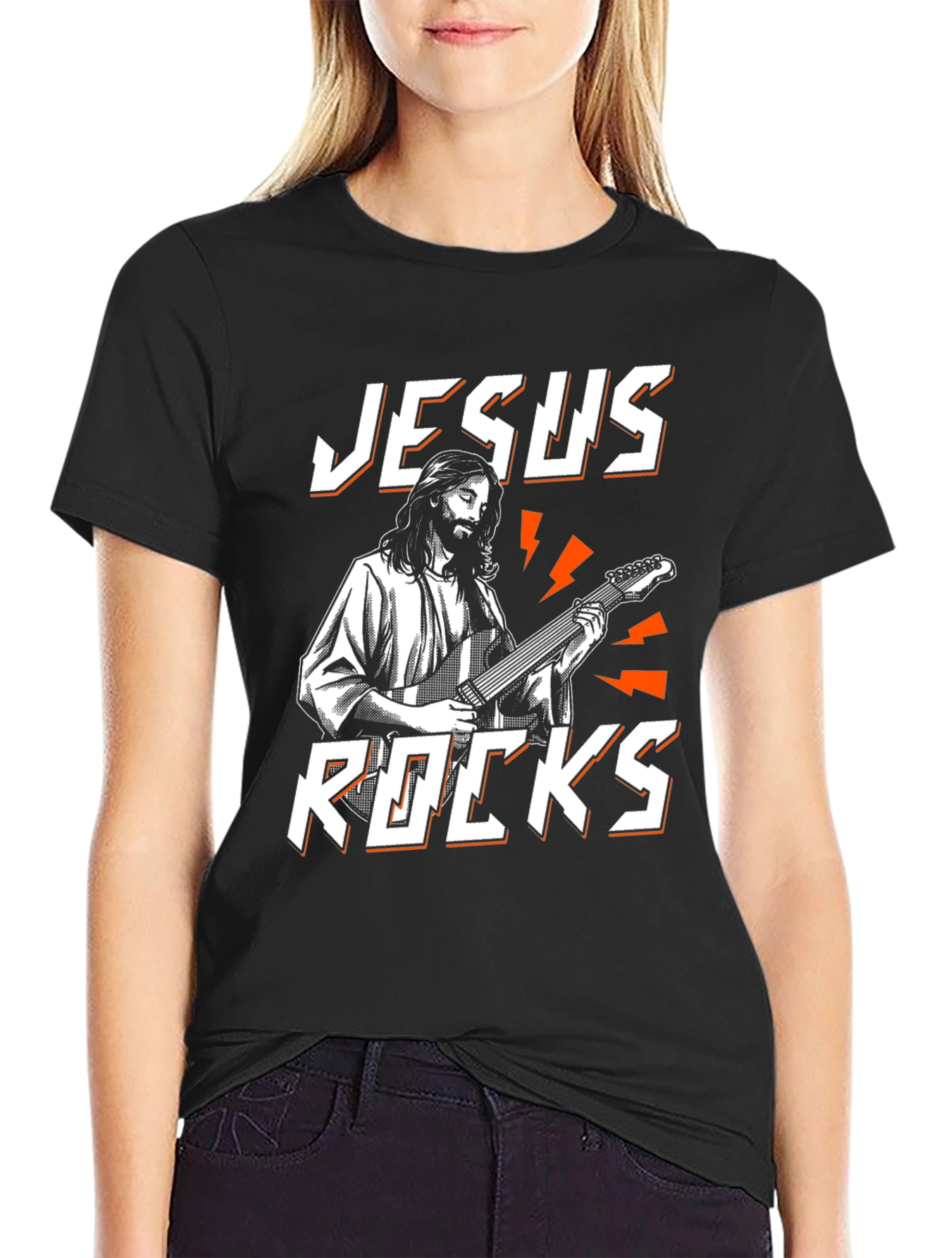 Jesus Rocks Graphic Black T-Shirt