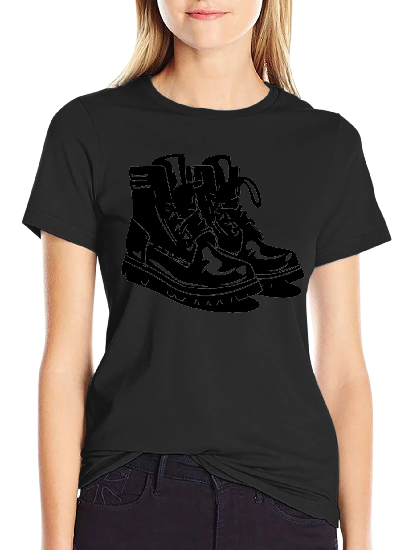Mens Black Graphic Tee - Boots Design