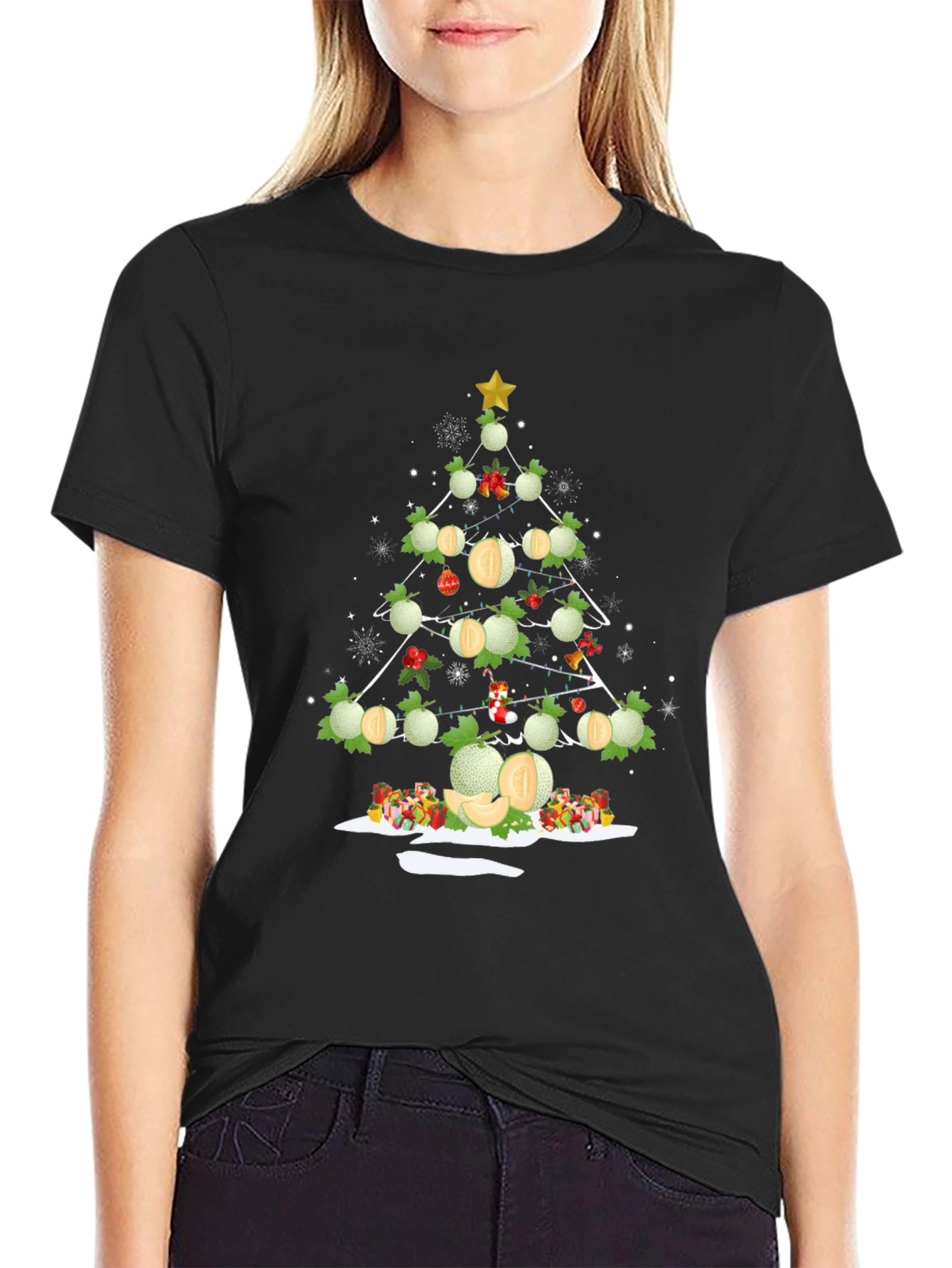 Melon Christmas Tree T-Shirt - Holiday Fun