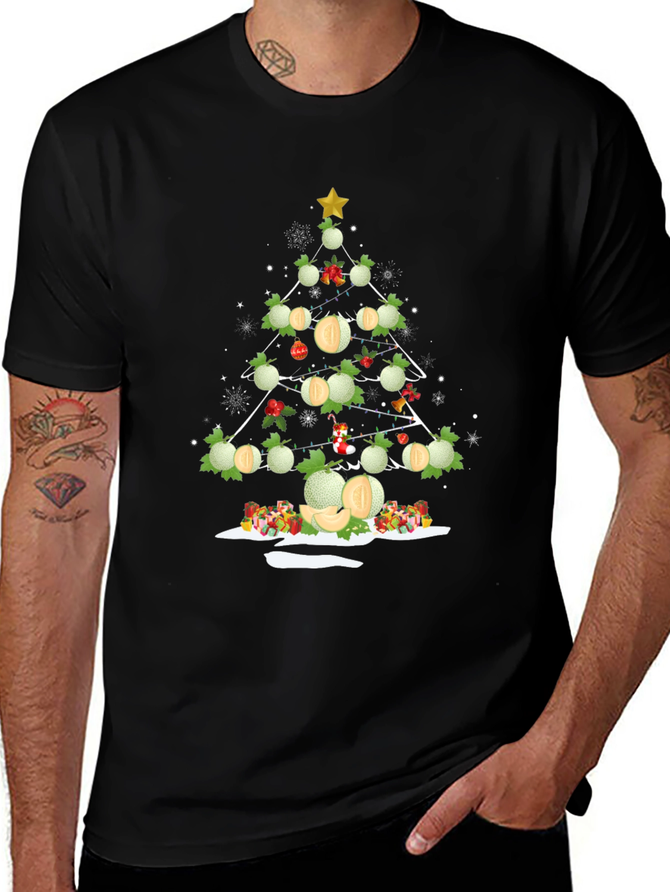 Melon Christmas Tree T-Shirt - Holiday Fun