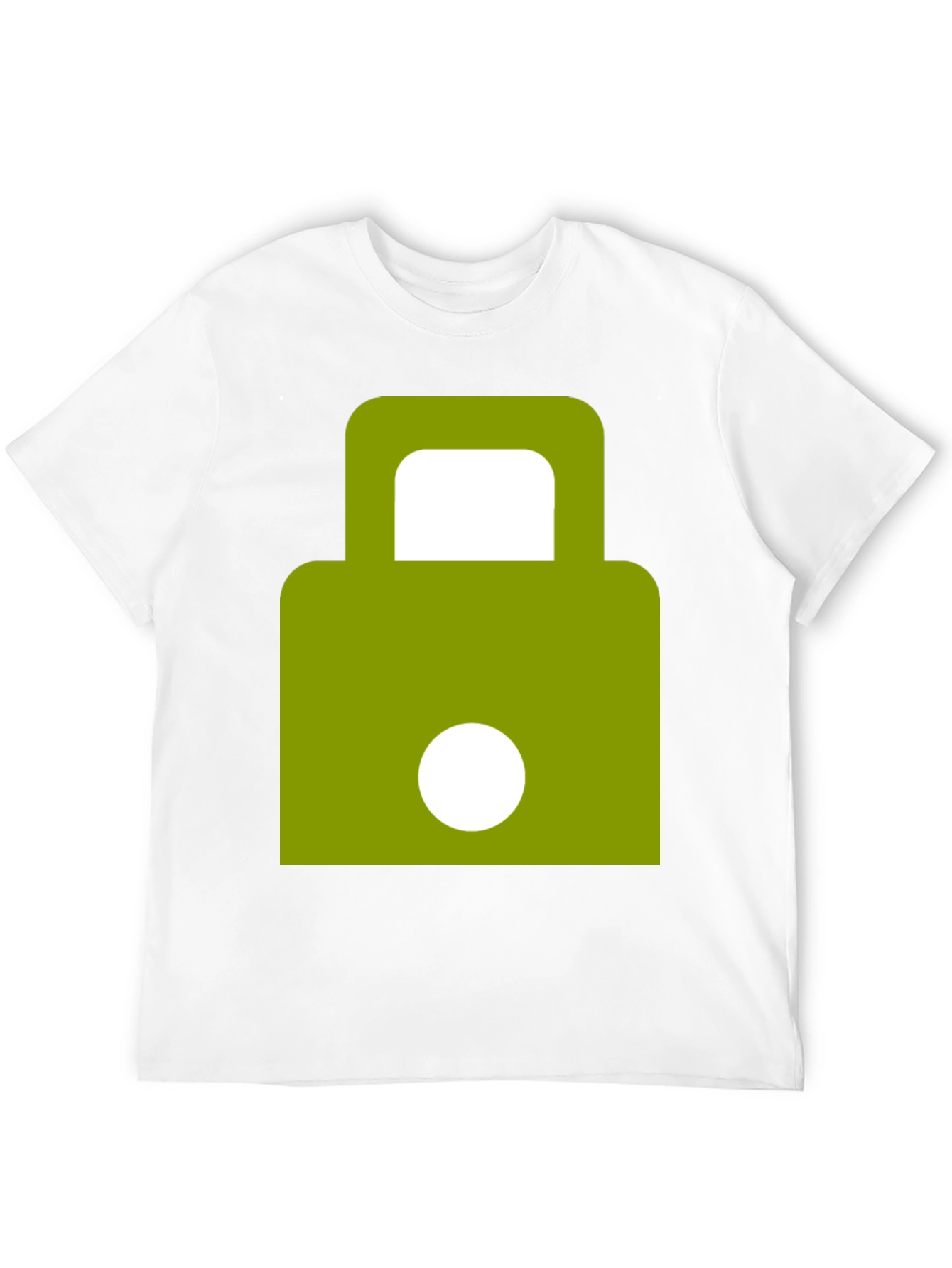 Modern Green Padlock Design Black T-Shirt