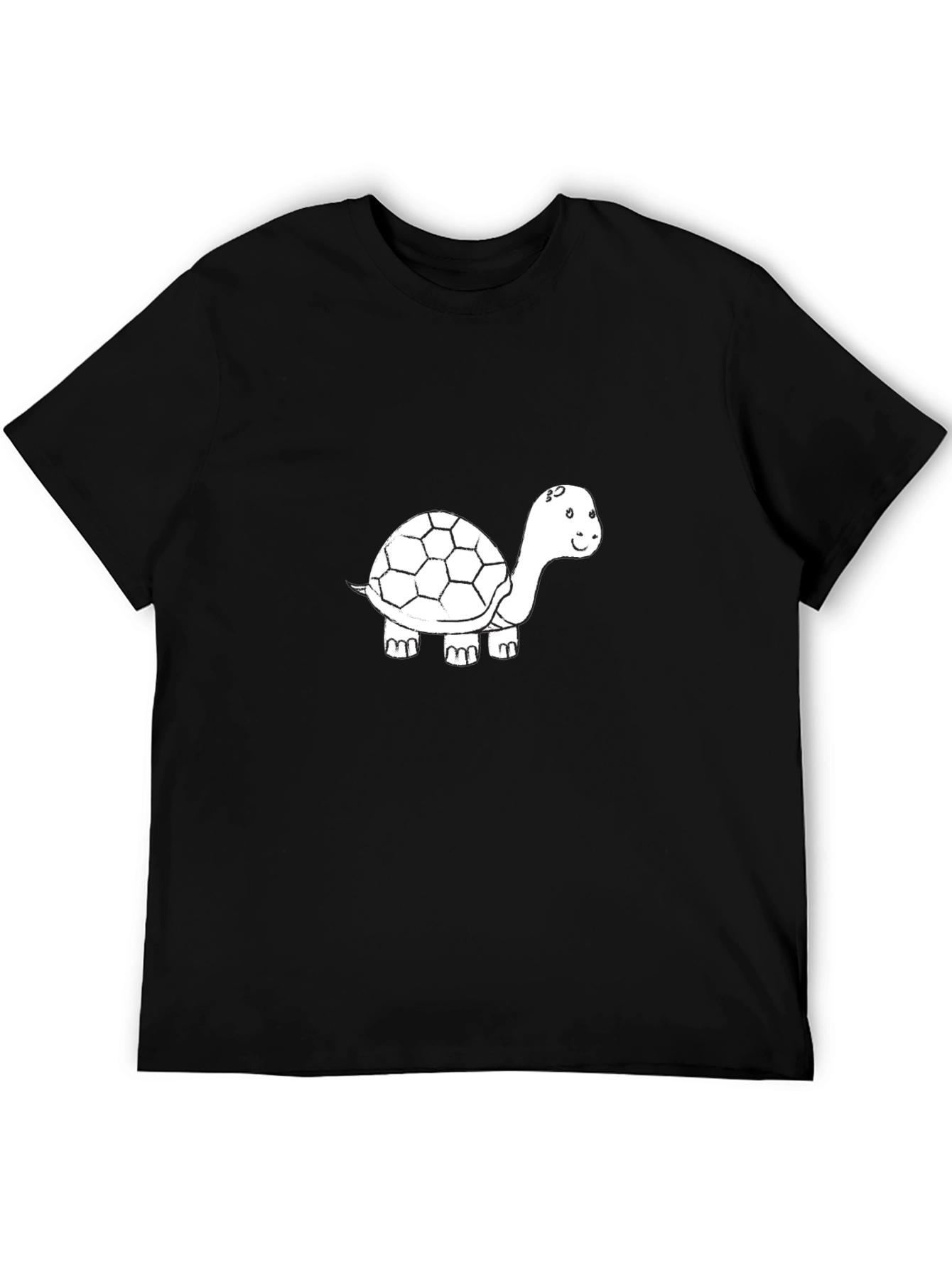 Mens Black T-Shirt with Turtle Graphic