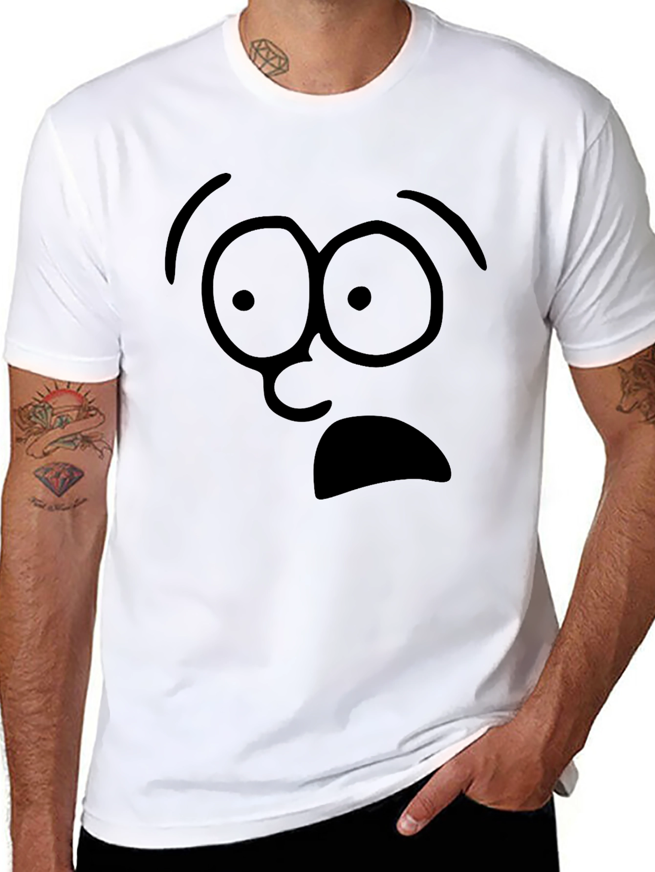 Shocked Face Graphic Tee - Black Cotton T-Shirt