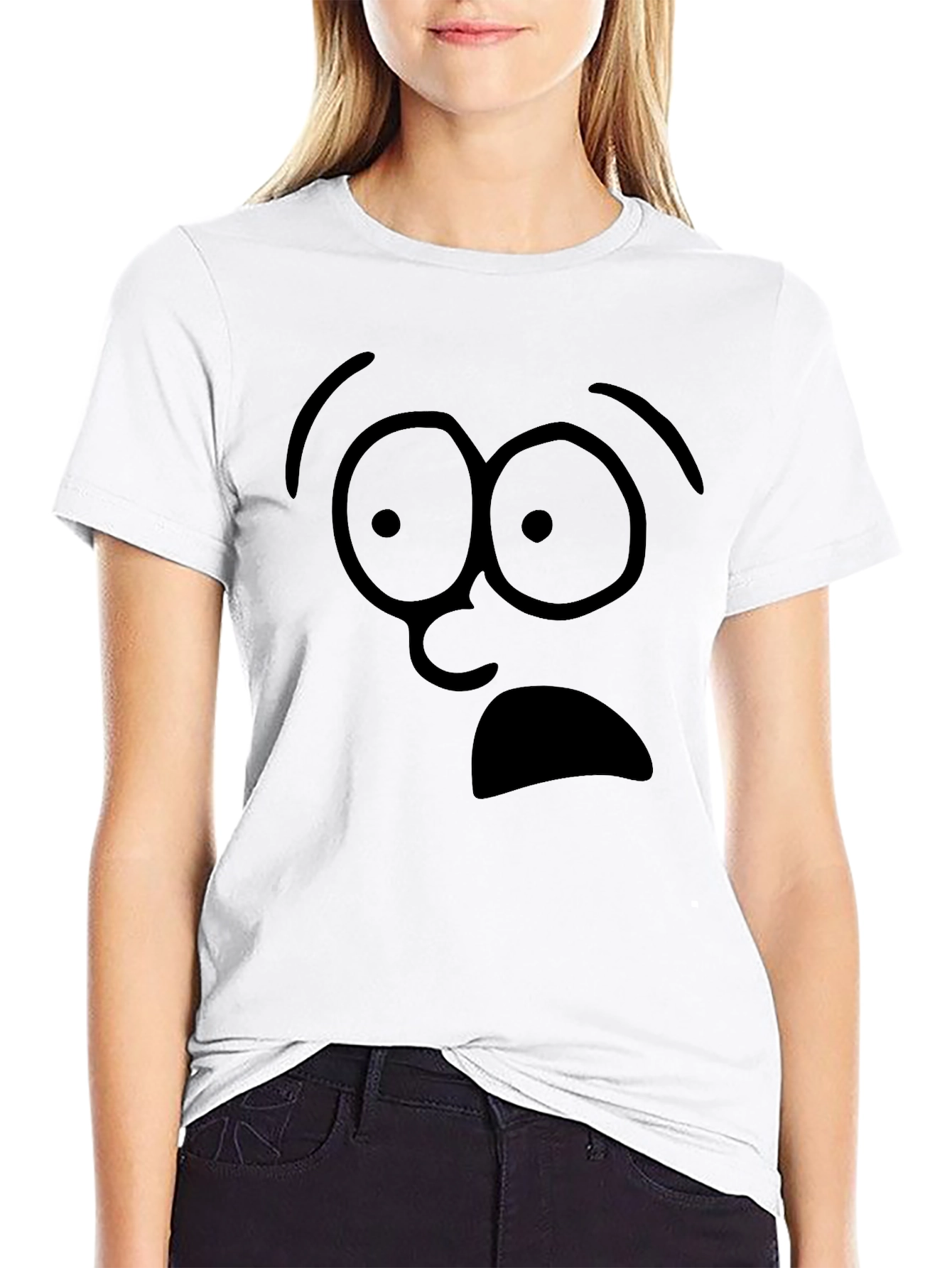 Shocked Face Graphic Tee - Black Cotton T-Shirt