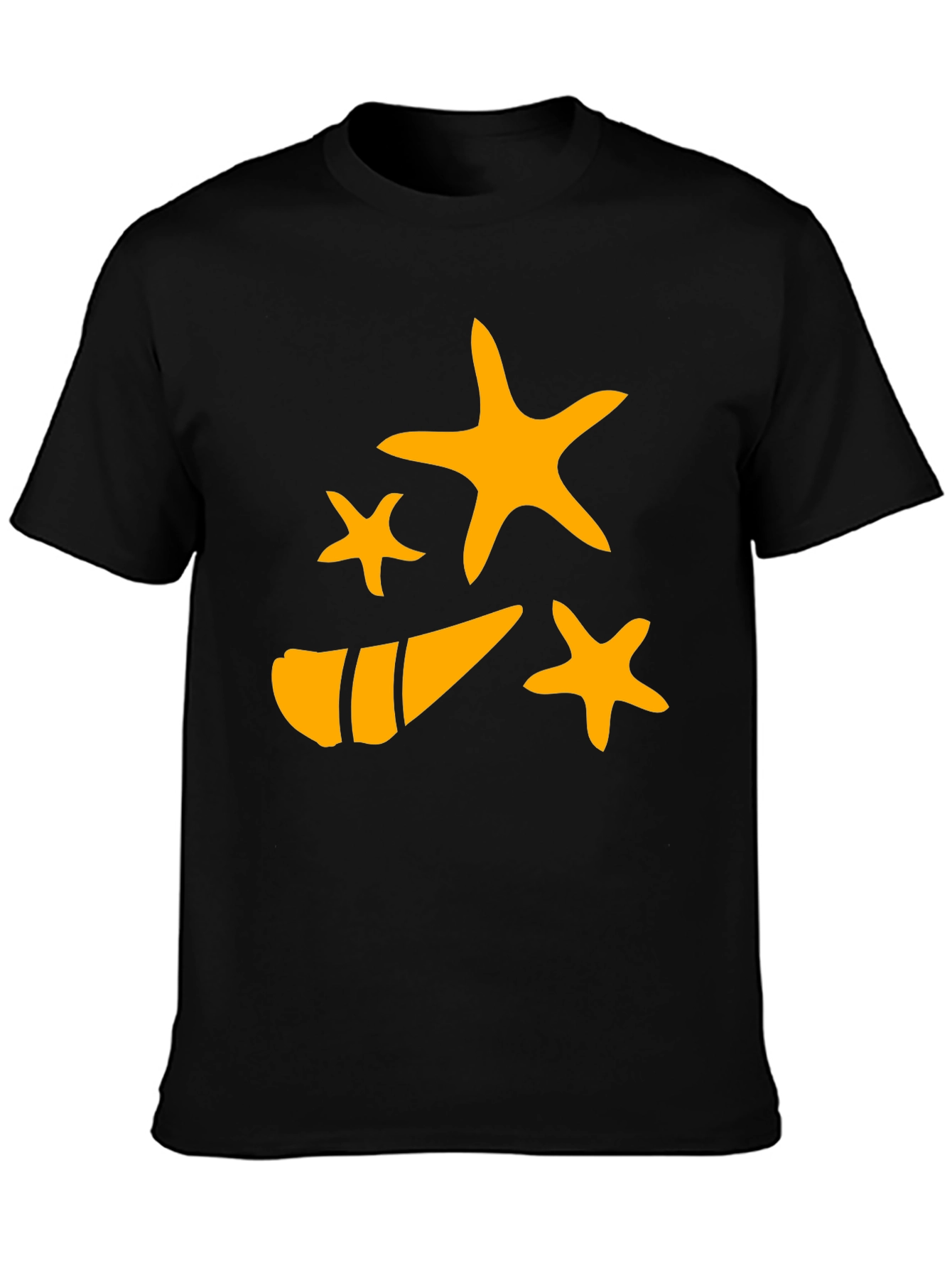 Starfish and Shell Graphic Tee - Black