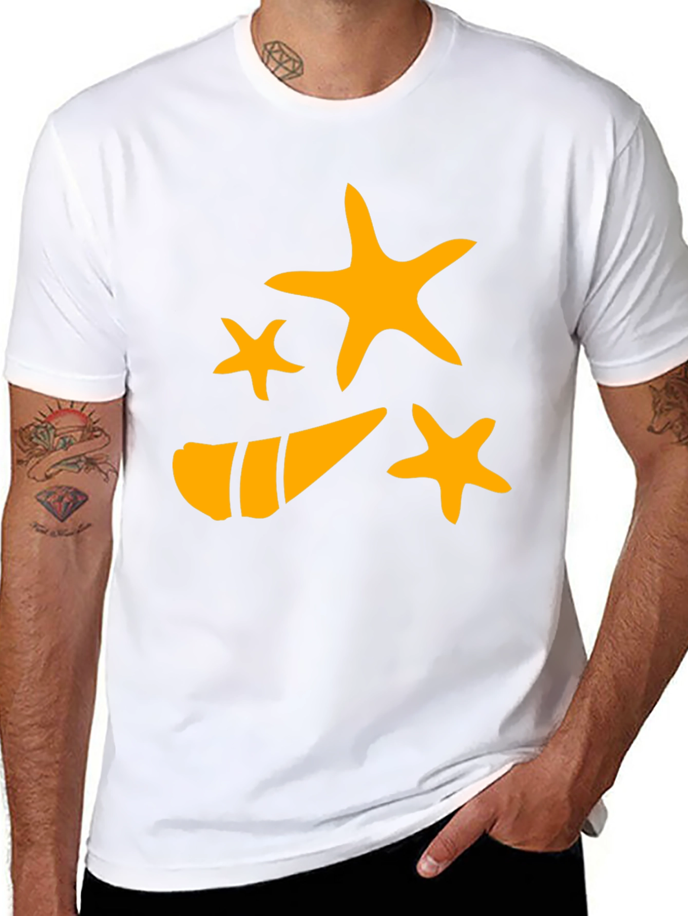 Starfish and Shell Graphic Tee - Black