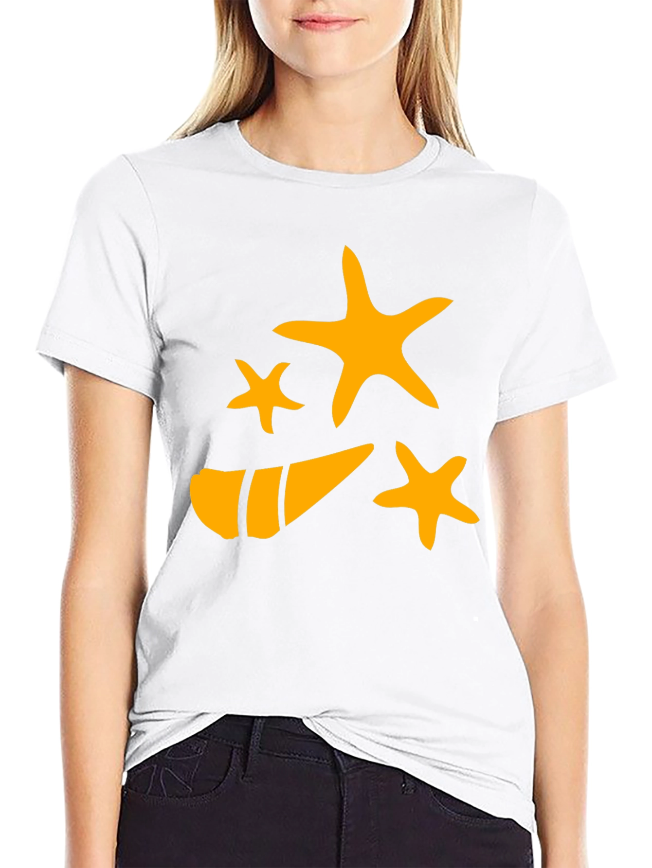 Starfish and Shell Graphic Tee - Black